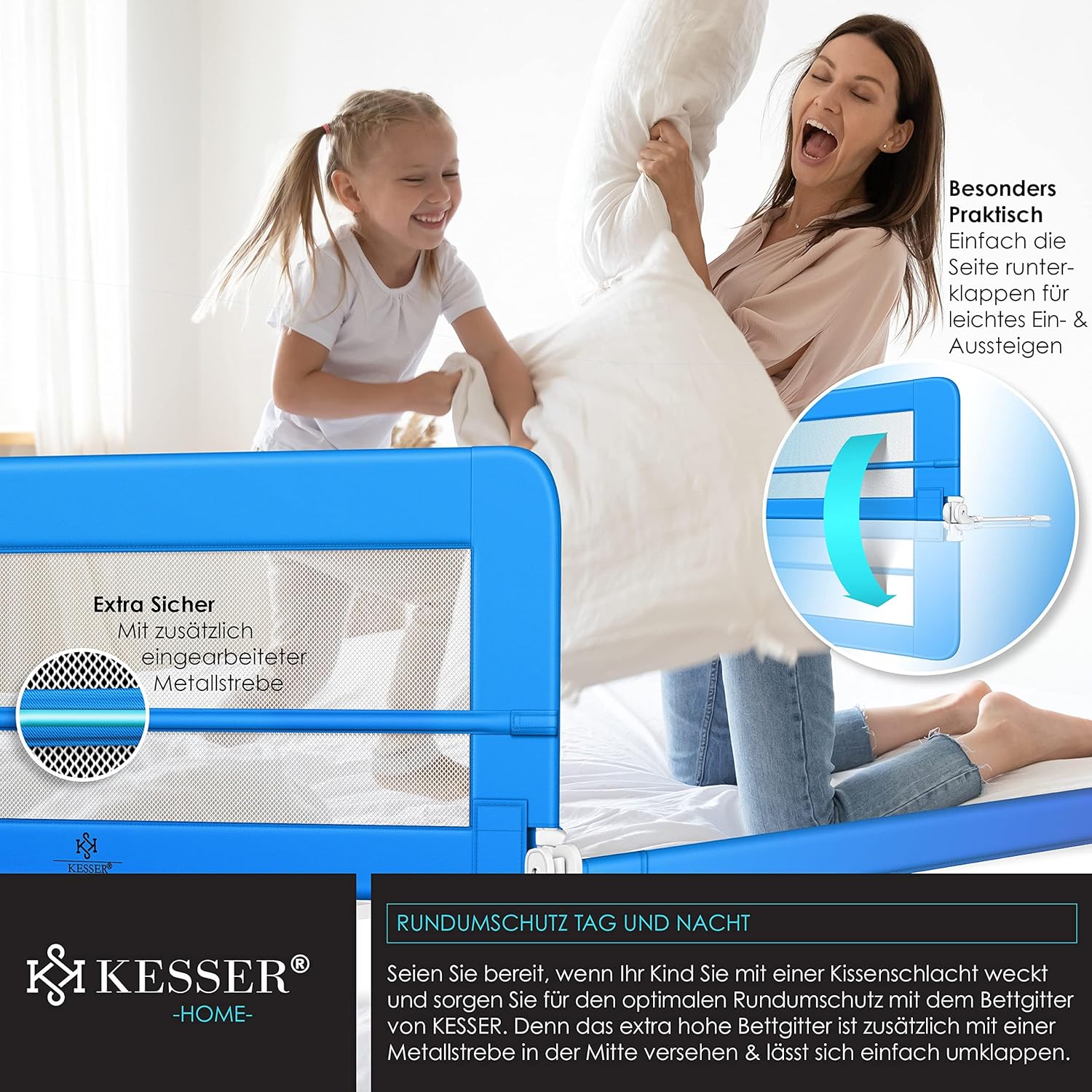 Thumbnail 4 de KESSER® Bettgitter 180 cm (42 cm hoch) – klappbares Kinderbettgitter für sicheren Rausfallschutz
