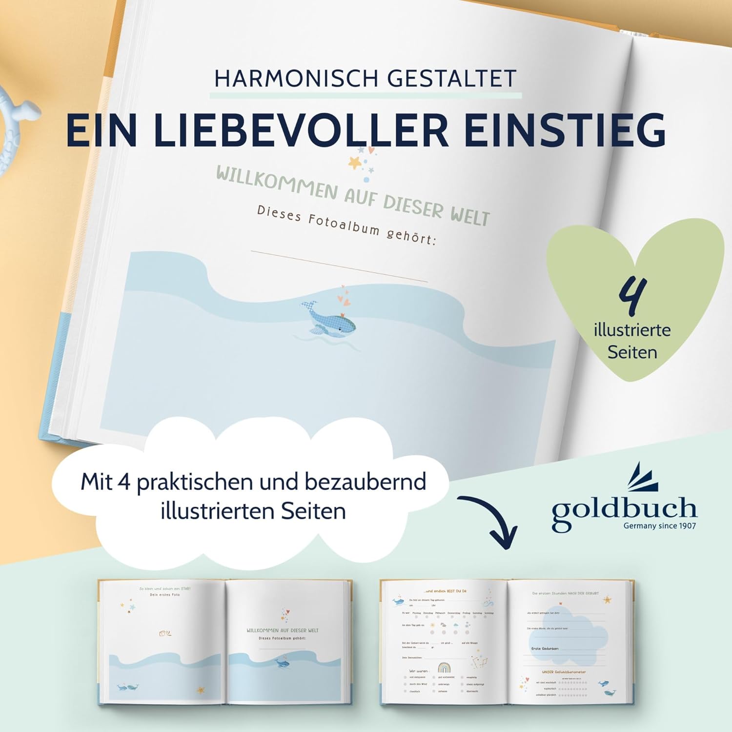 Thumbnail 2 de goldbuch 15 395 Babyalbum Blue Whale – Babybuch mit Wal-Motiv, 30 x 31 x 4 cm