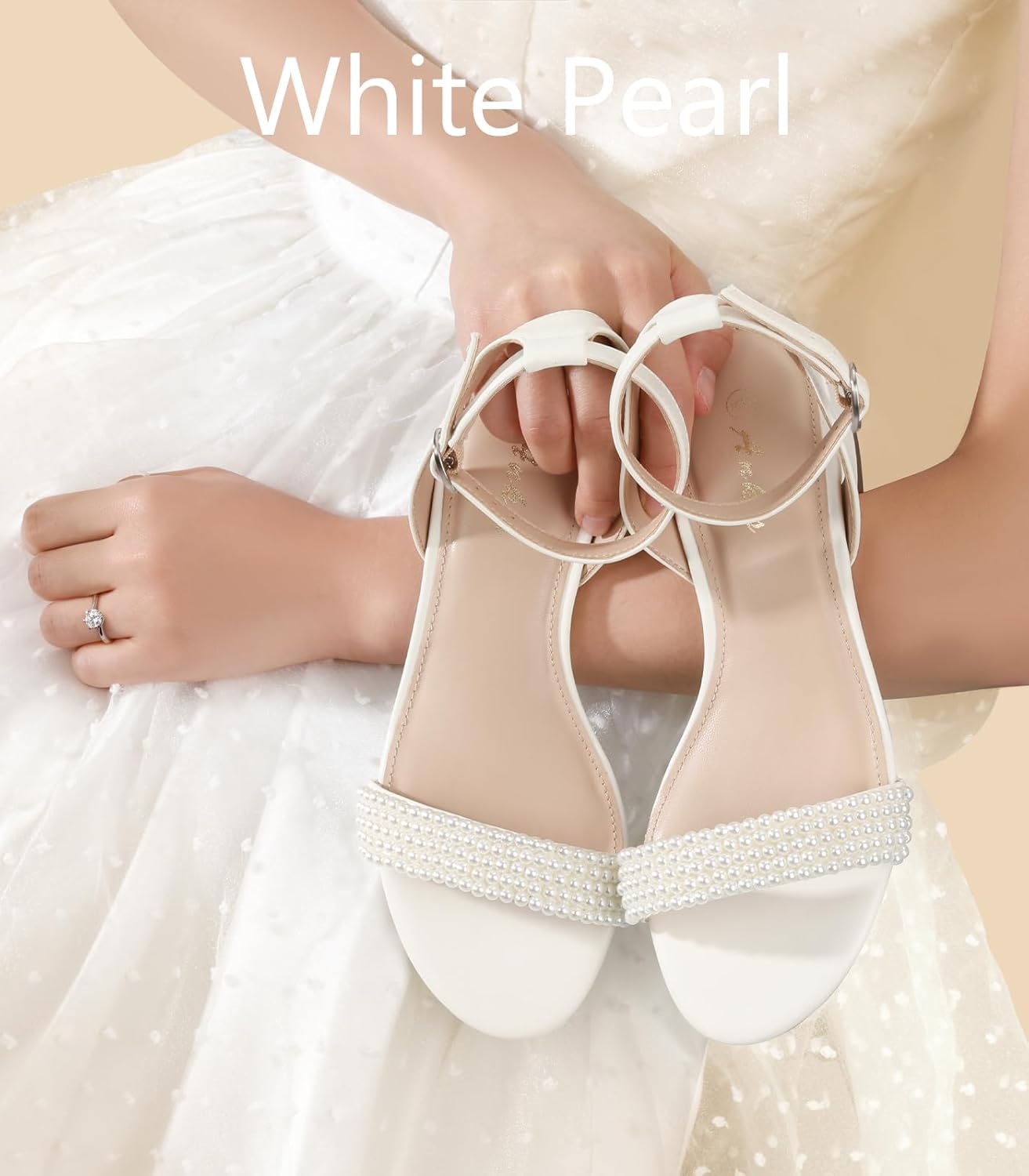 Detalle de Ankis Black Nude White Gold Women Sandals: Easygoing 1-Inch Block Heel, Adjustable Straps