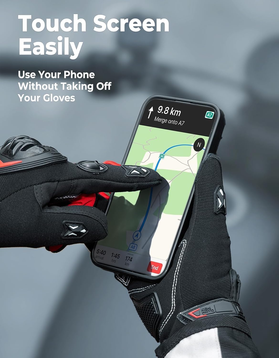 Thumbnail 2 de KEMIMOTO Motorcycle Gloves for Men — Touchscreen Compatible, Abrasion-Resistant Palm