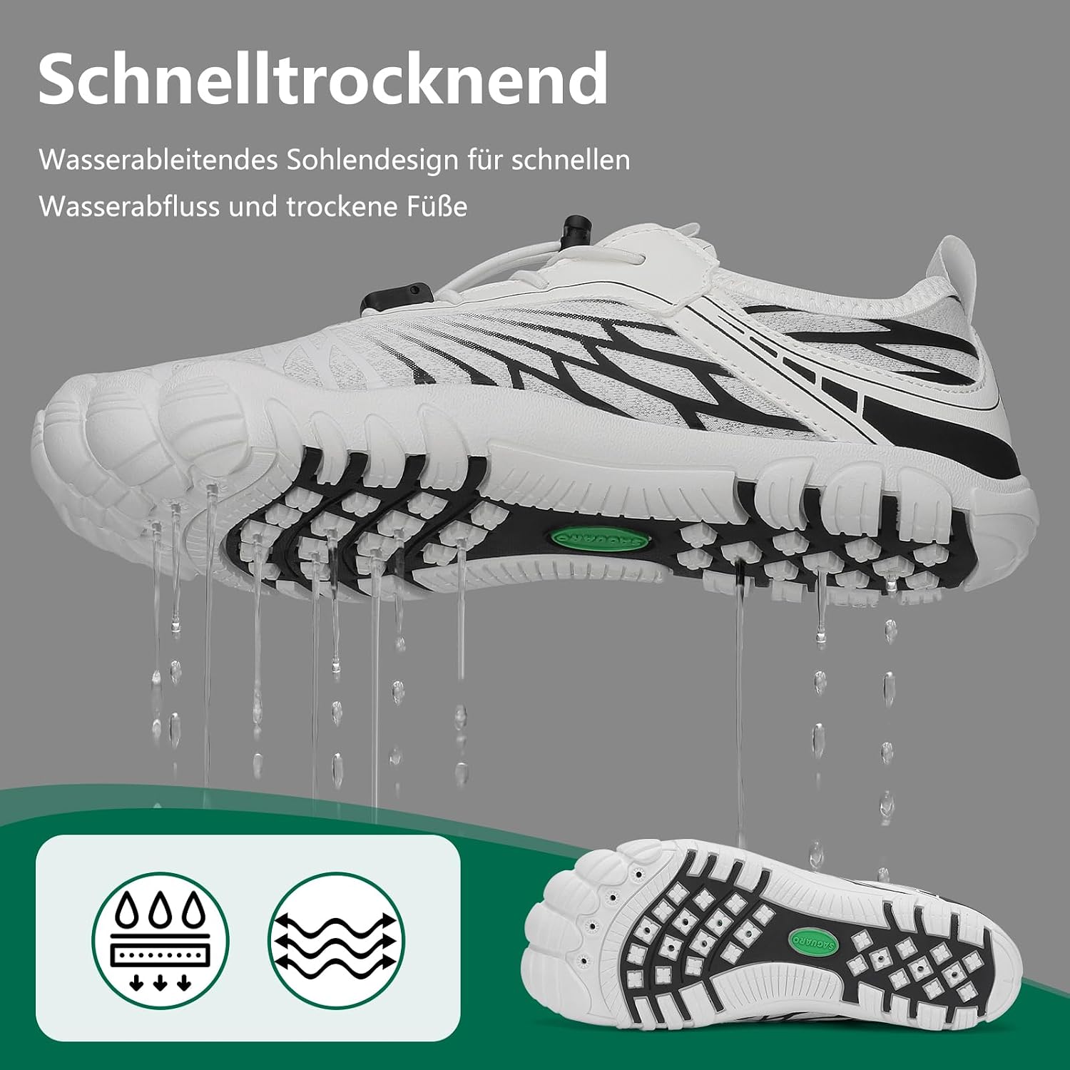 Detalle de SAGUARO Damen Barfußschuhe Leichtes, atmungsaktives Wasserschuh-Extra mit breiter Zehenbox (Gr. 35–43)