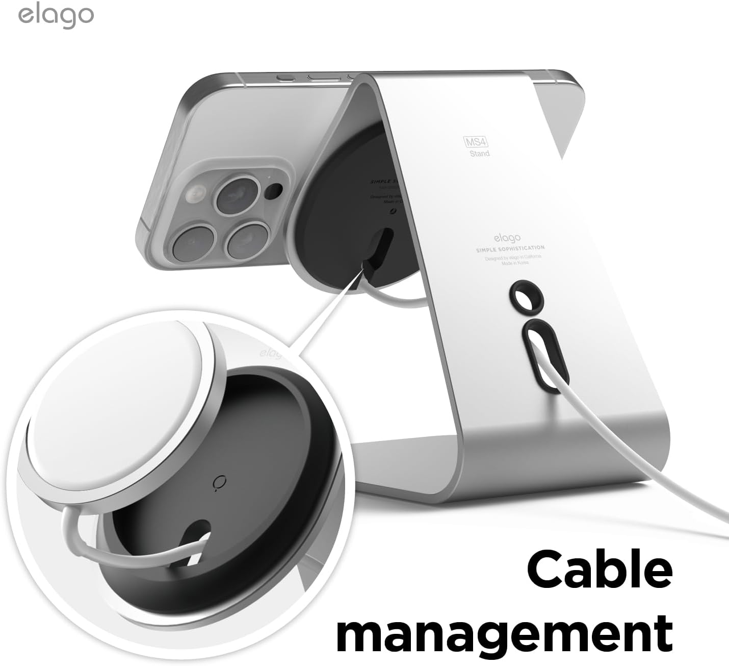 Thumbnail 3 de elago MS4 Station de charge MagSafe en aluminium – support téléphone (câble non inclus)
