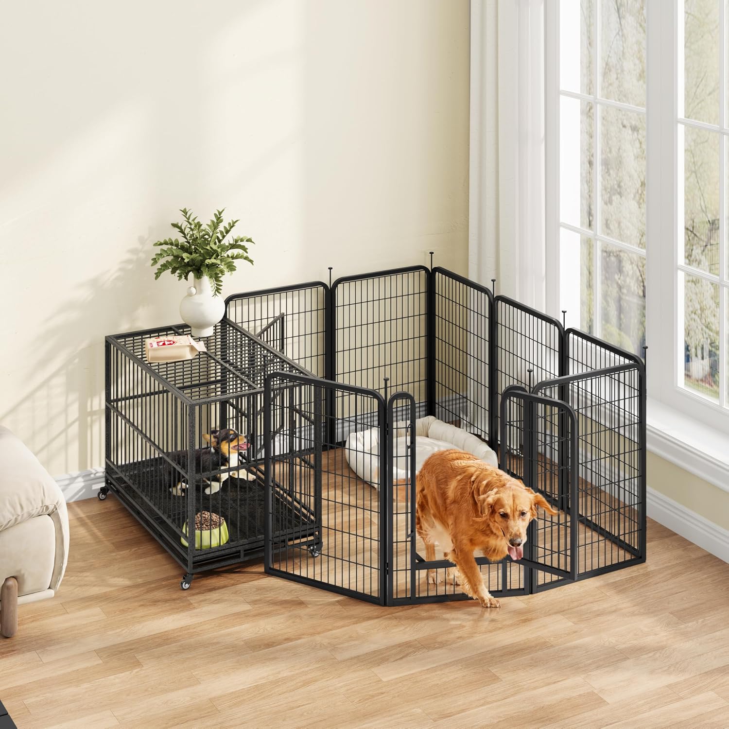 Detalle de Yaheetech Recinto per Cani e Animali - 8 Pannelli, 100,5 cm, Pieghevole e Portatile