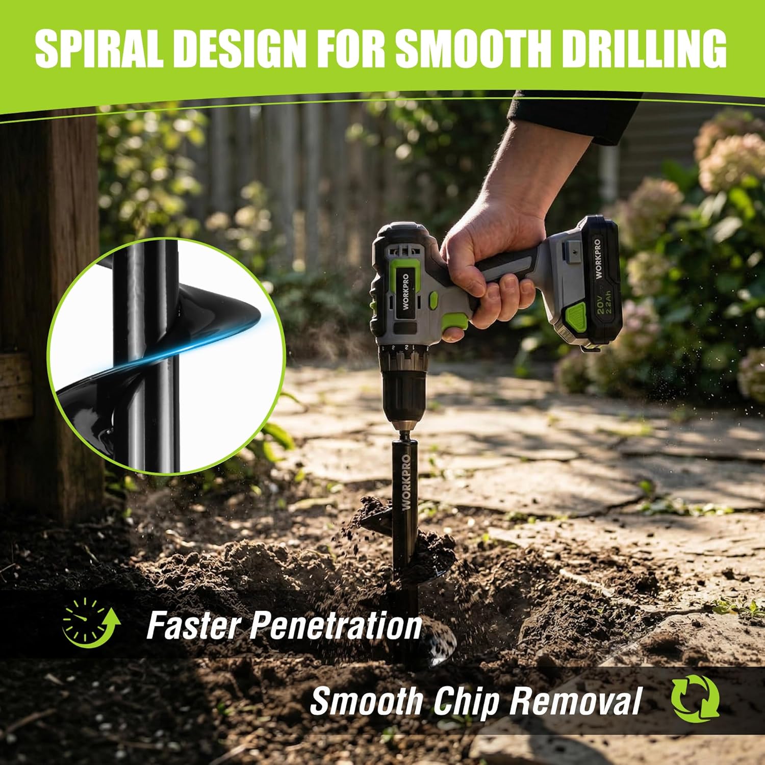 Thumbnail 6 de WORKPRO Auger Drill Bit Set 2-Piece 4x22cm