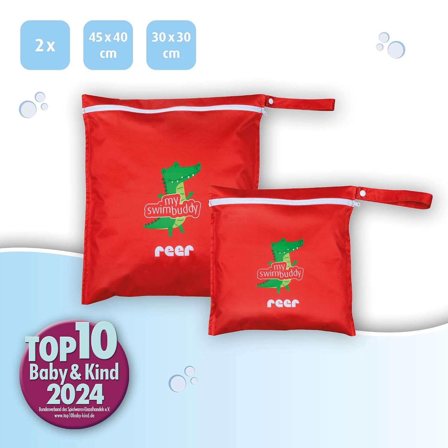 Detalle 2 de reer myswimbuddy Wetbag-Set mit 2 Größen (Nassbeutel für Kinder und Erwachsene)