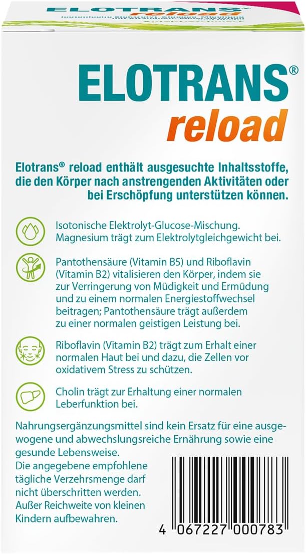Detalle 2 de ELOTRANS reload – isotonische Elektrolyt-Glucose-Mischung, 2 x 15 Beutel Apfel