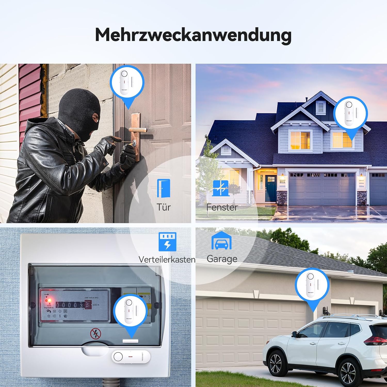 Thumbnail 6 de TECKNET Türalarm für Einbruchschutz mit 3 Sensoren