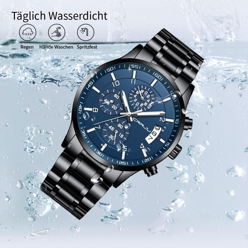 Thumbnail 6 de CRRJU Herren Uhr Business 30 m wasserdicht