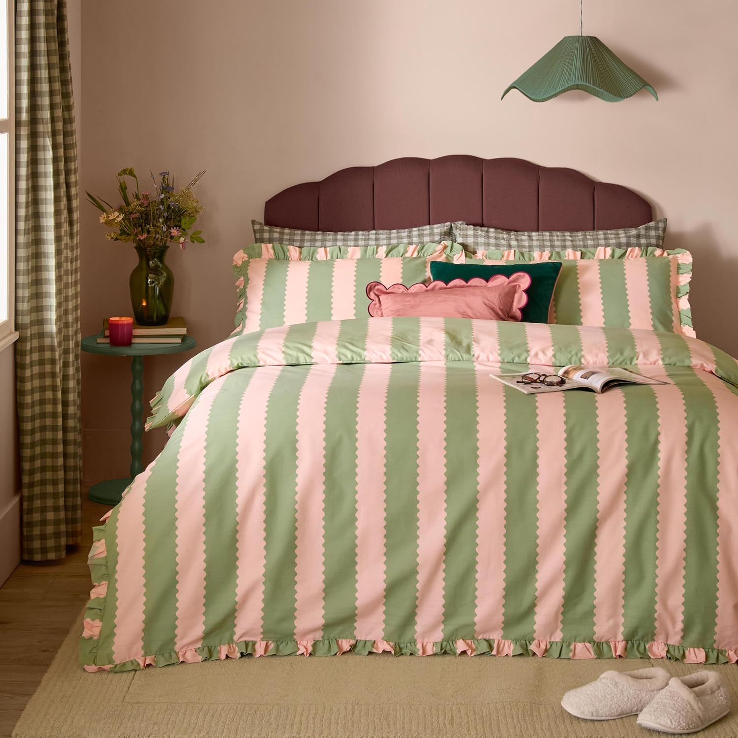furn. Wylder Nature Birdie Stripe – komplet pościeli King z polibawełny