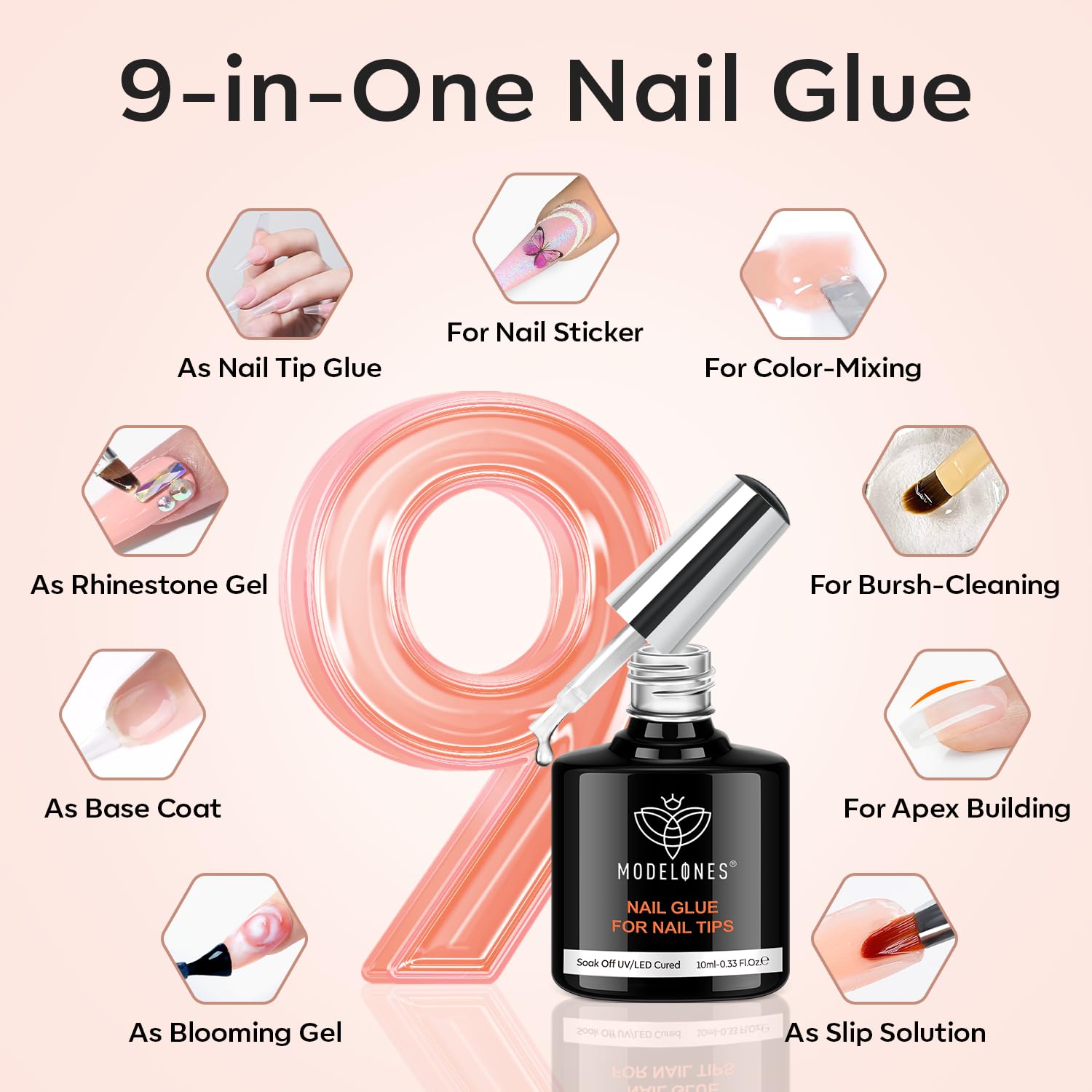 Thumbnail 3 de Modelones X Nail Gel Kit Short Almond: 9-in-One Gel Nail Extension Kit for Home Salons