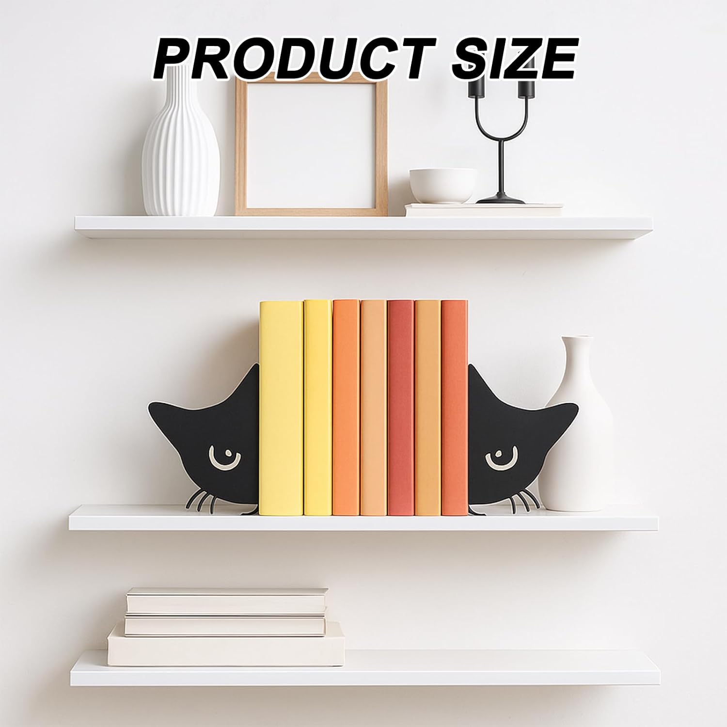 Detalle de Metal Cat Bookends for Books, Heavy Duty
