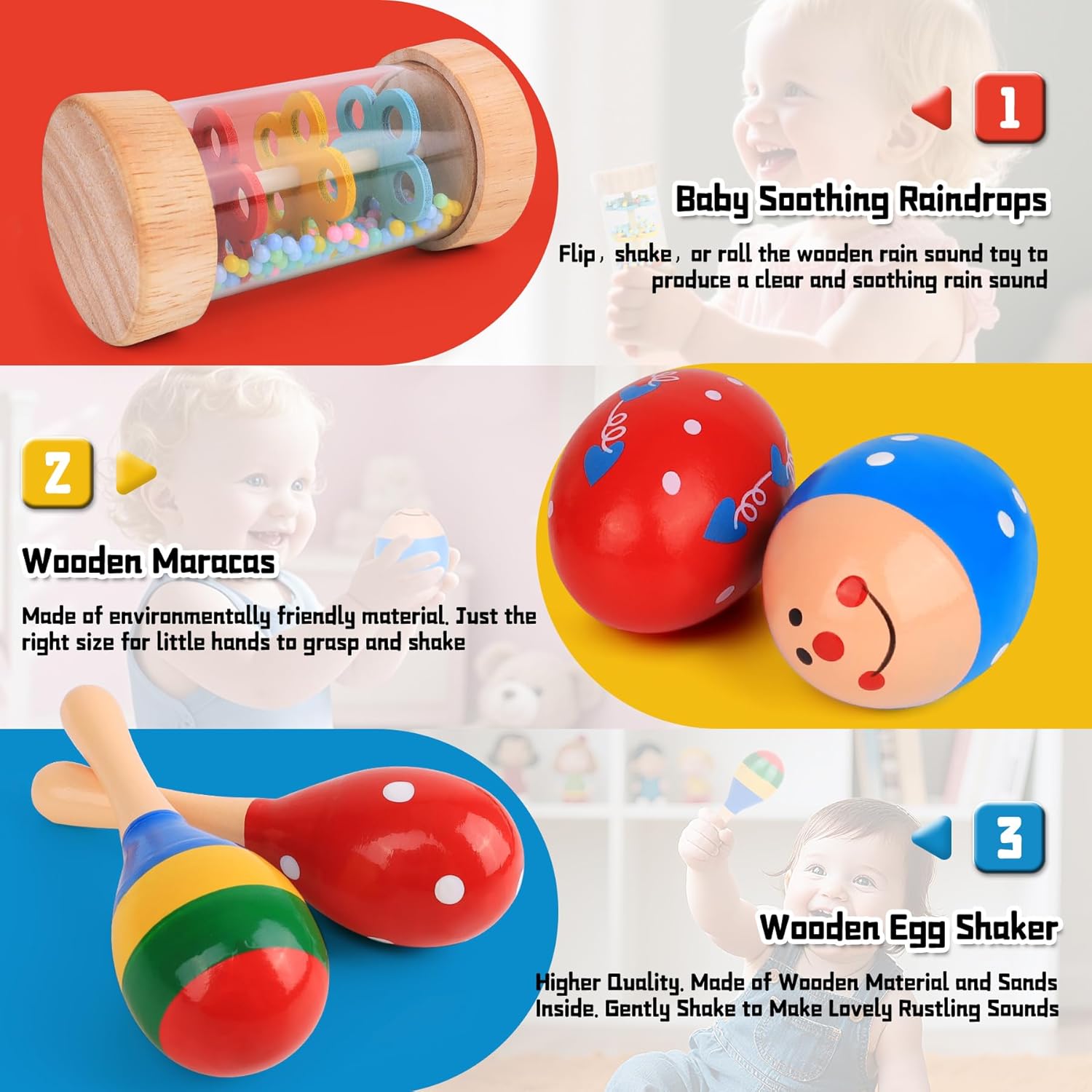 Thumbnail 4 de Baby wooden musical toys set of 5