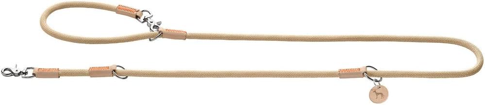 Detalle 2 de HUNTER Verstellbare Hundeführleine Malia – beige/Natur, 200 cm verstellbar, Tau & Leder, Made in Germany