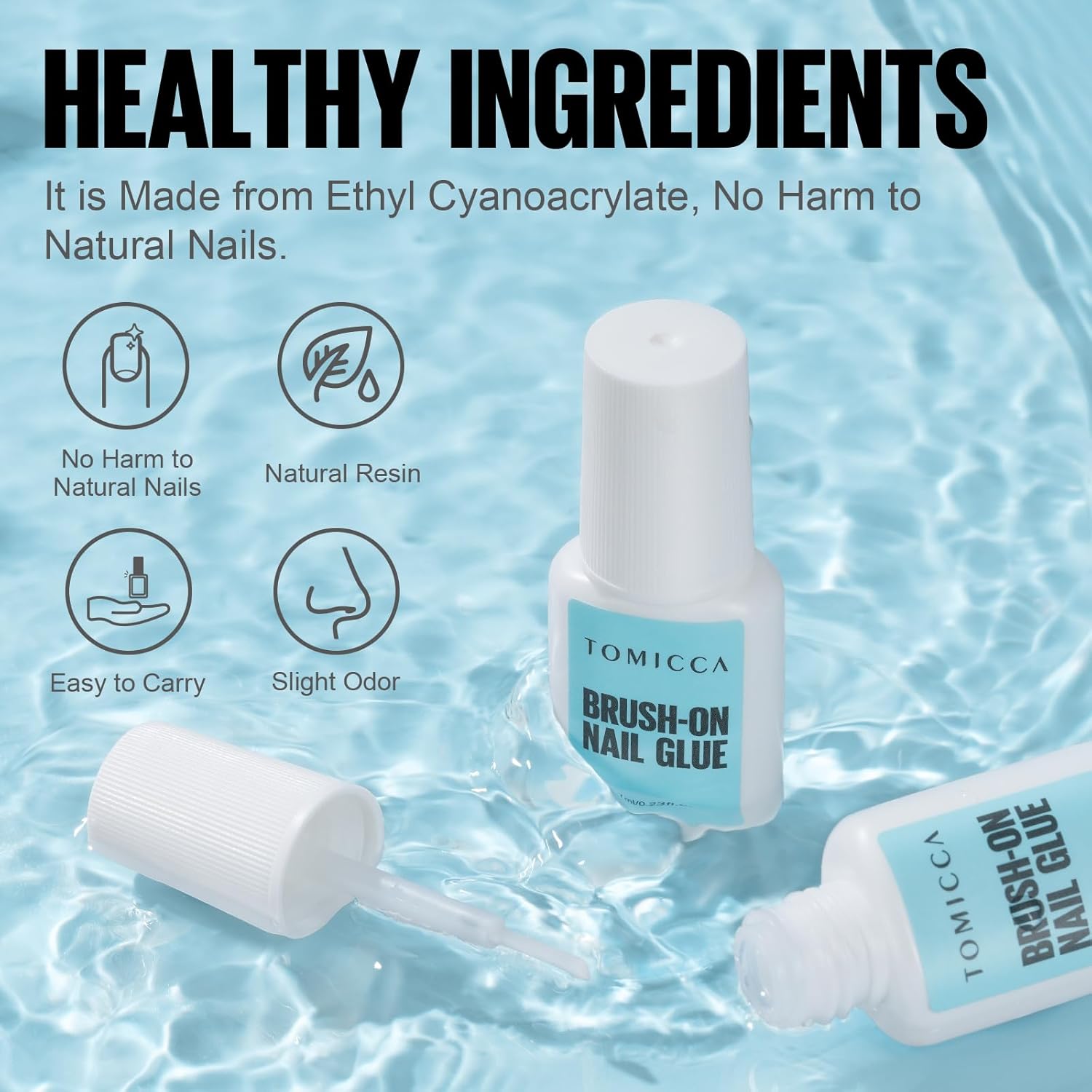 Detalle de TOMICCA Colle à ongles Extra Forte Rapide (7 ml) avec pinceau pour capsules et ongles acryliques