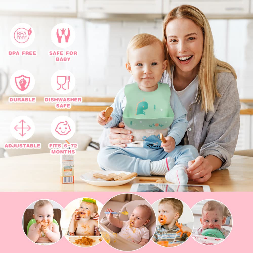 Detalle 2 de Vicloon Silikon Baby Lätzchen 2er Set