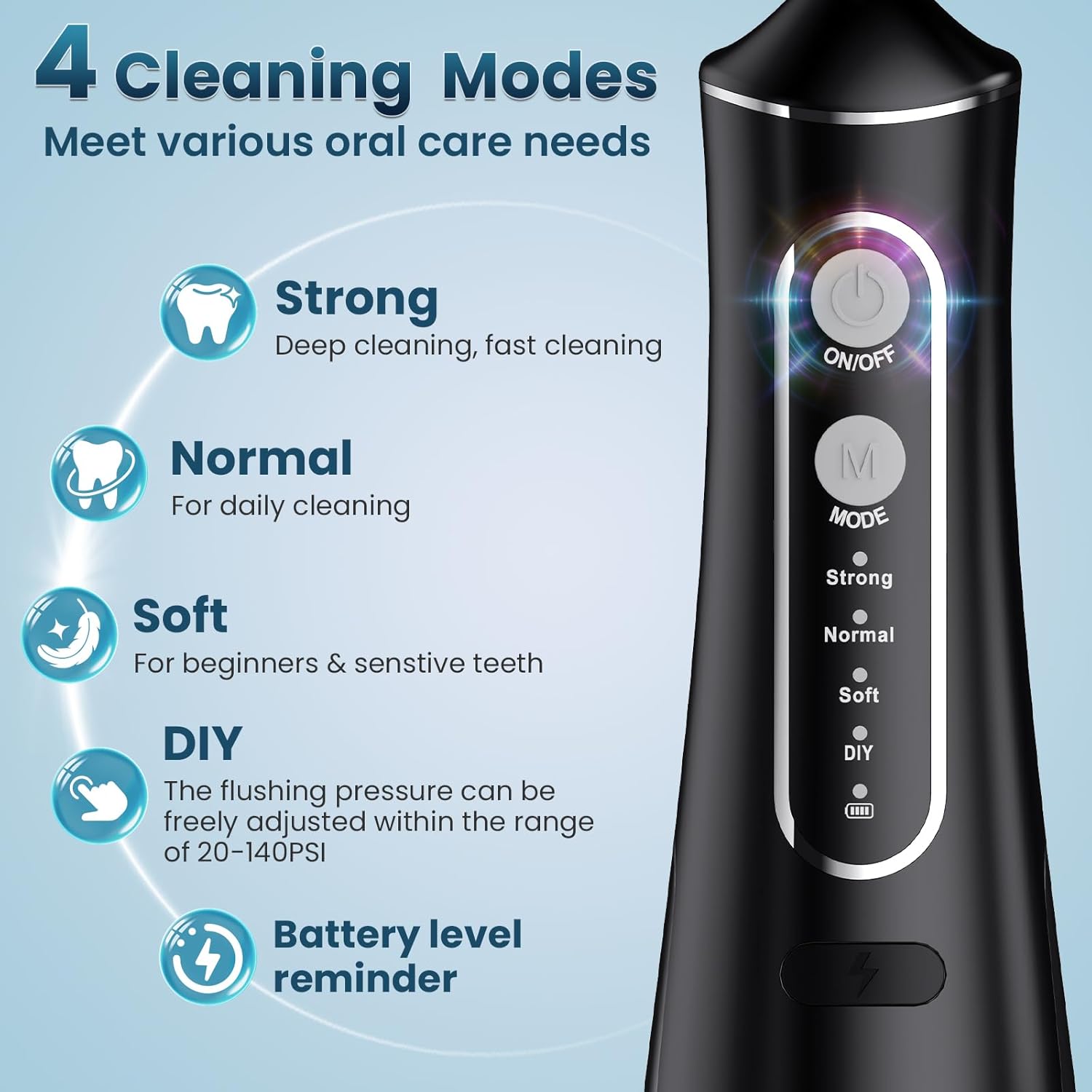 Thumbnail 1 de OasiSmile Cordless Water Flosser (300 mL) for Teeth Cleaning with 4 Modes, DIY Pressure, 5 Tips, IPX7