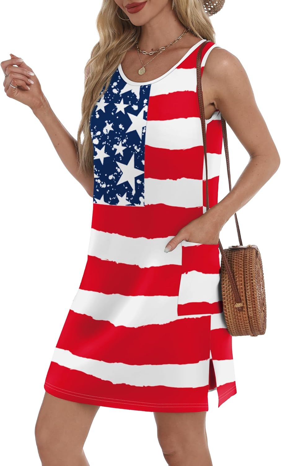 Detalle de BKRIVE Coverup Summer Dresses for Women 2026 Eyelet Casual Loose Sleeveless Sundress with Pockets