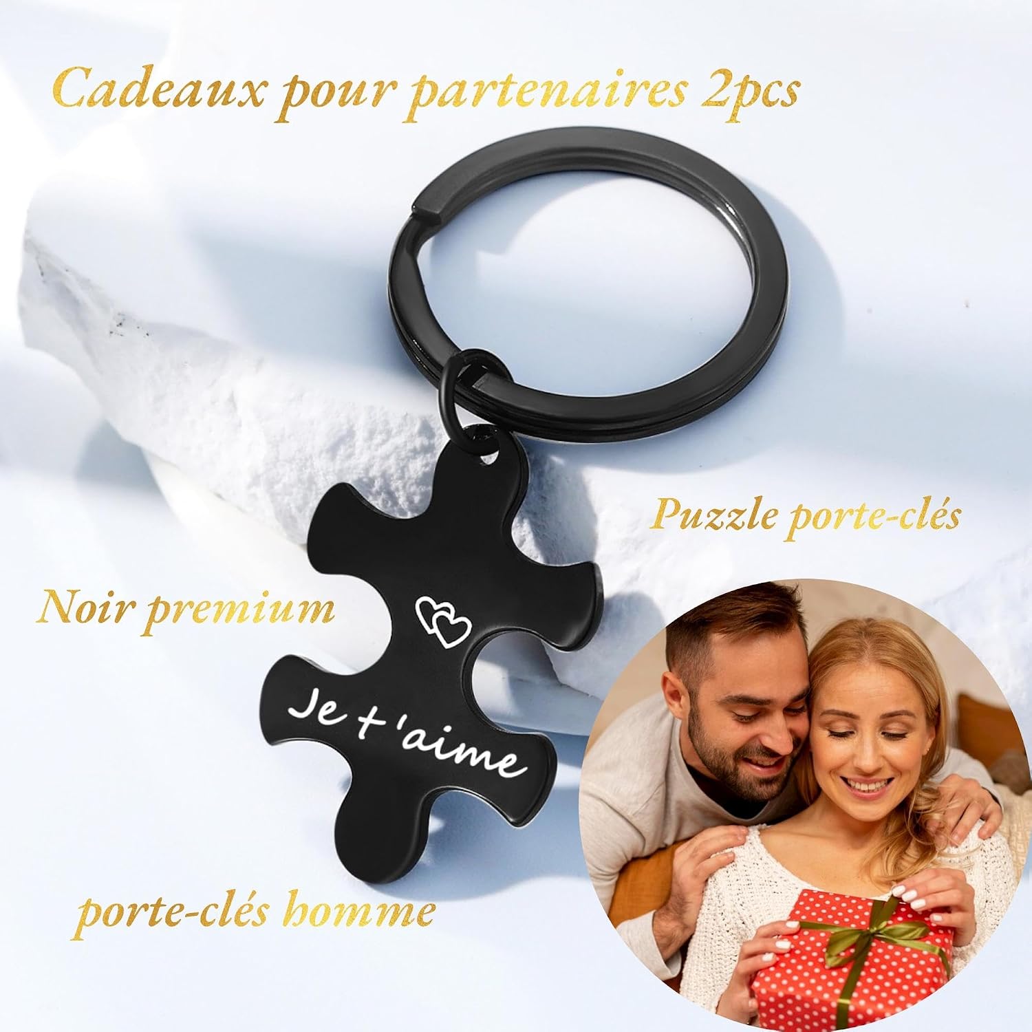 Detalle 2 de Porte‑clés couple gravé Je t'aime 💑