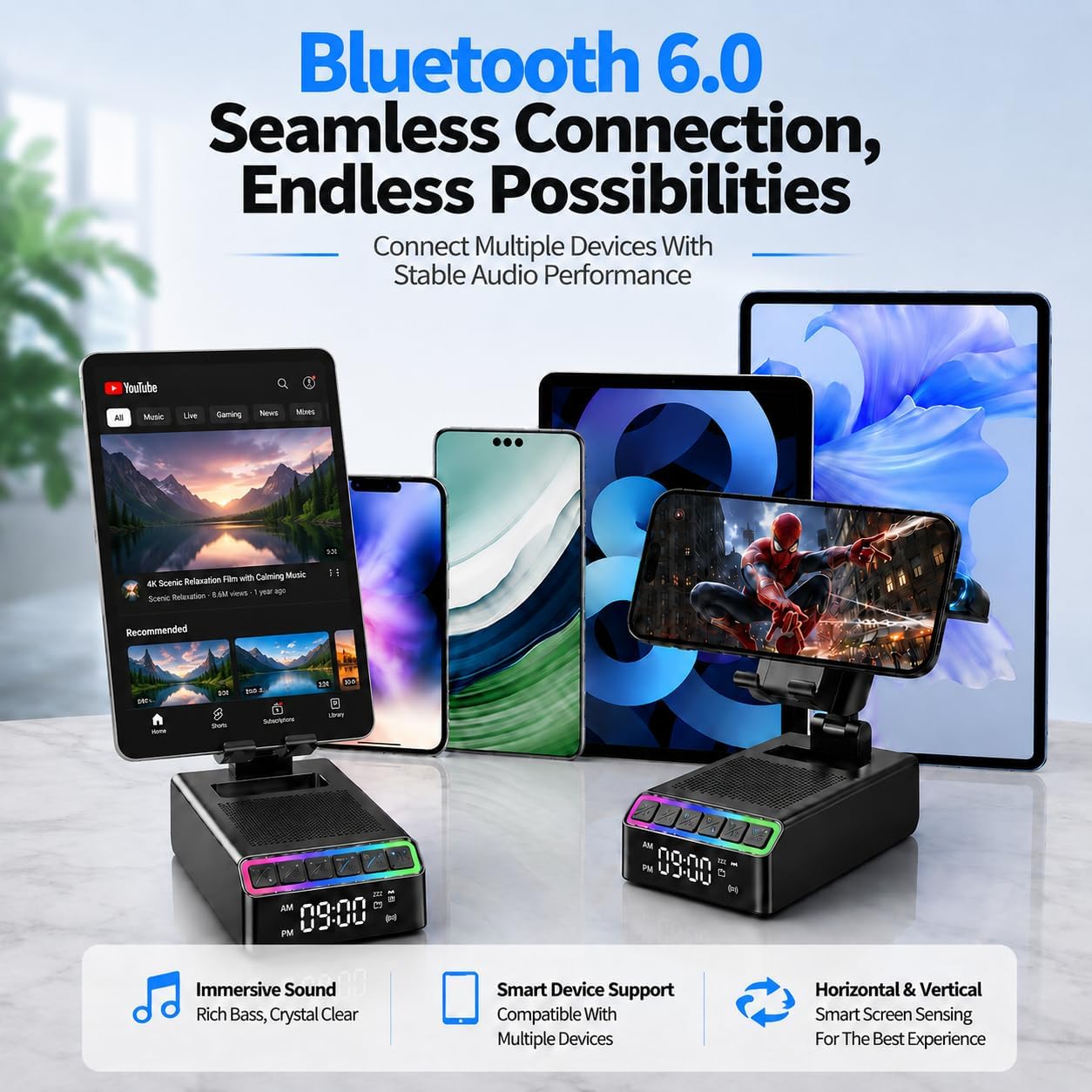 Detalle 2 de Hupoaf Bluetooth Speaker Phone Stand, 2600mAh