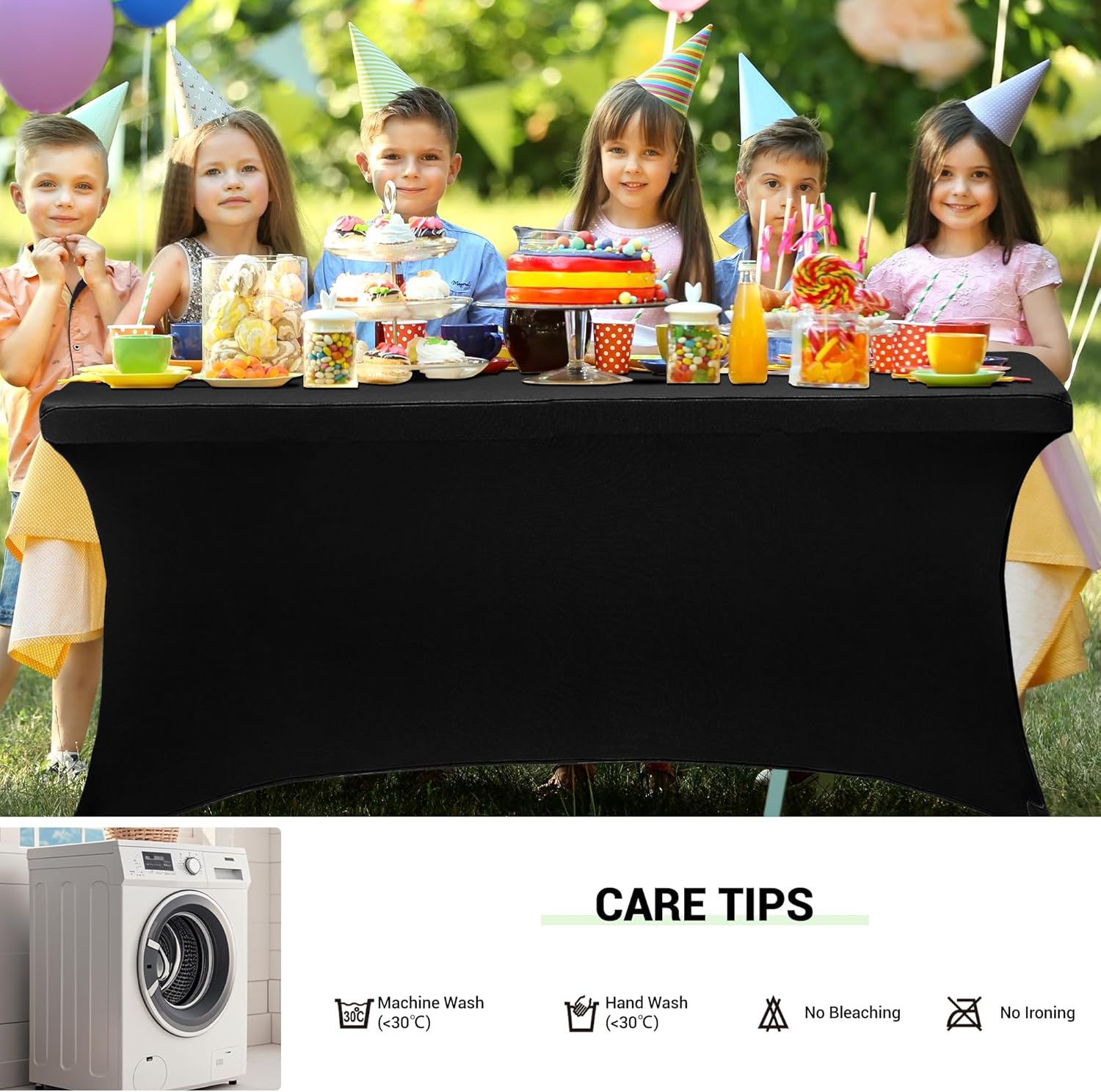 Thumbnail 6 de Ob stal 6ft Stretch Black Tablecloth 📐