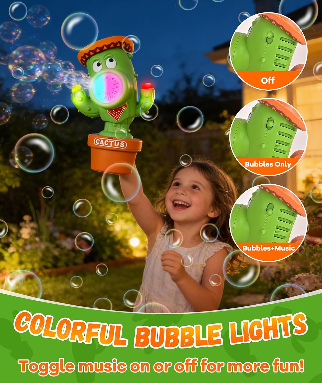 Detalle 2 de Protado Bubble Machine for Kids – Rechargeable Dancing Cactus Bubble Blower