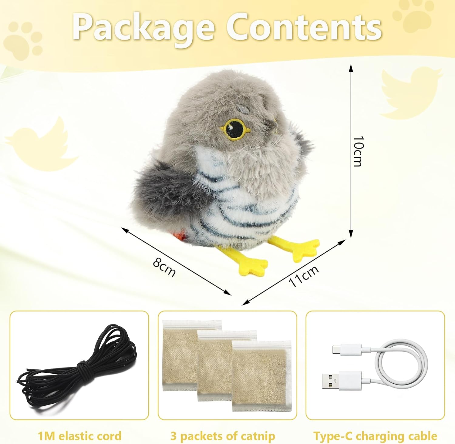 Thumbnail 2 de UKONWIT Flappy Bird Cat Toy: Interactive Chirping Bird with Catnip (Rechargeable, Ground Play)