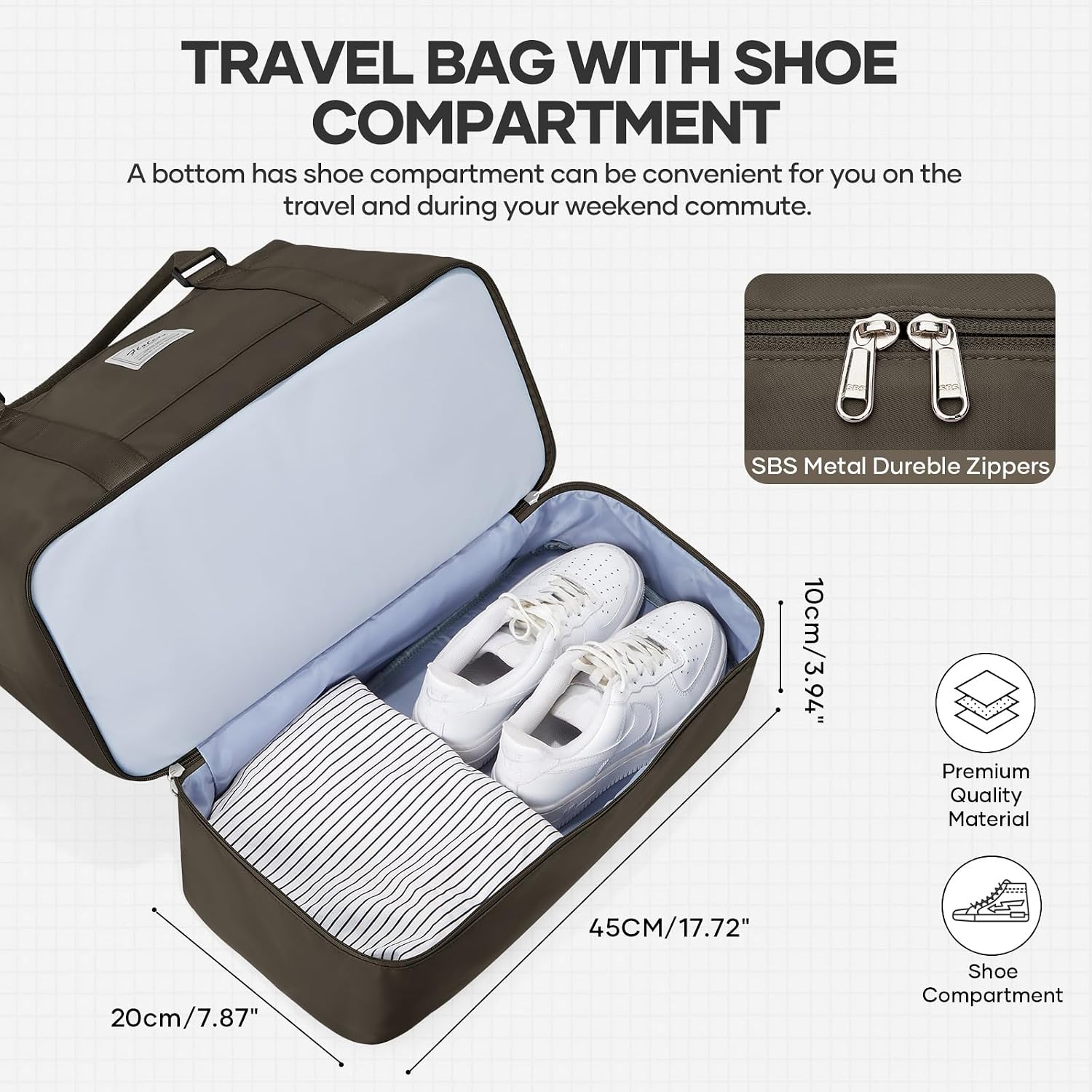 Detalle de Reisetasche Damen 45x36x20 – praktische EasyJet-Handgepäck-Tasche mit Schuhfach und Nass-/Trocken-Trennung