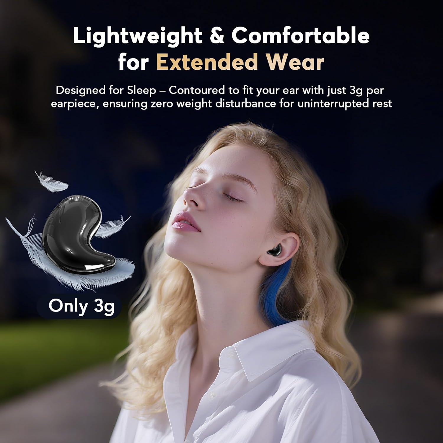 Detalle de Sleep Earbuds for Side Sleepers — Invisible Flat Bluetooth Sleeping Earbuds (Zero Pressure, No Lights)
