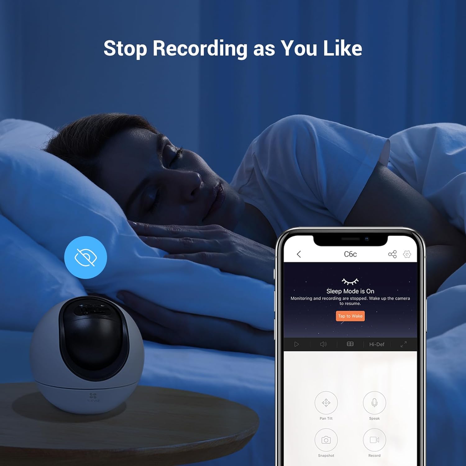 Thumbnail 5 de EZVIZ 2K Indoor WiFi Camera (C6c) with 512GB Support, Starlight Colour Night Vision, 360° Coverage, Auto Tracking and Google Control