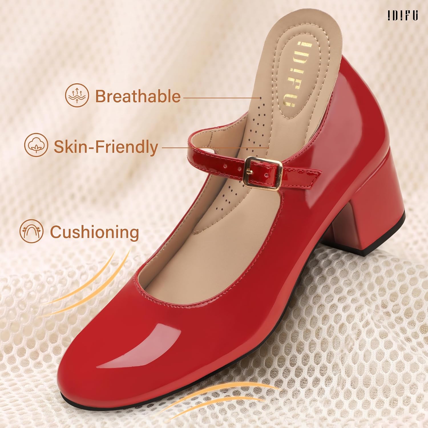 Detalle de IDIFU Women's Mary Jane Pumps, 1.9-Inch Heel