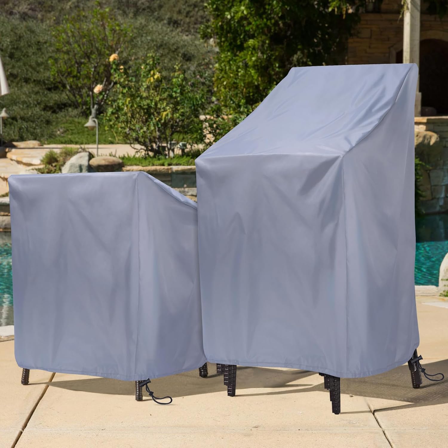 Thumbnail 6 de Ricyea waterproof garden stacking chair cover (210D Oxford fabric), 2 pack, grey