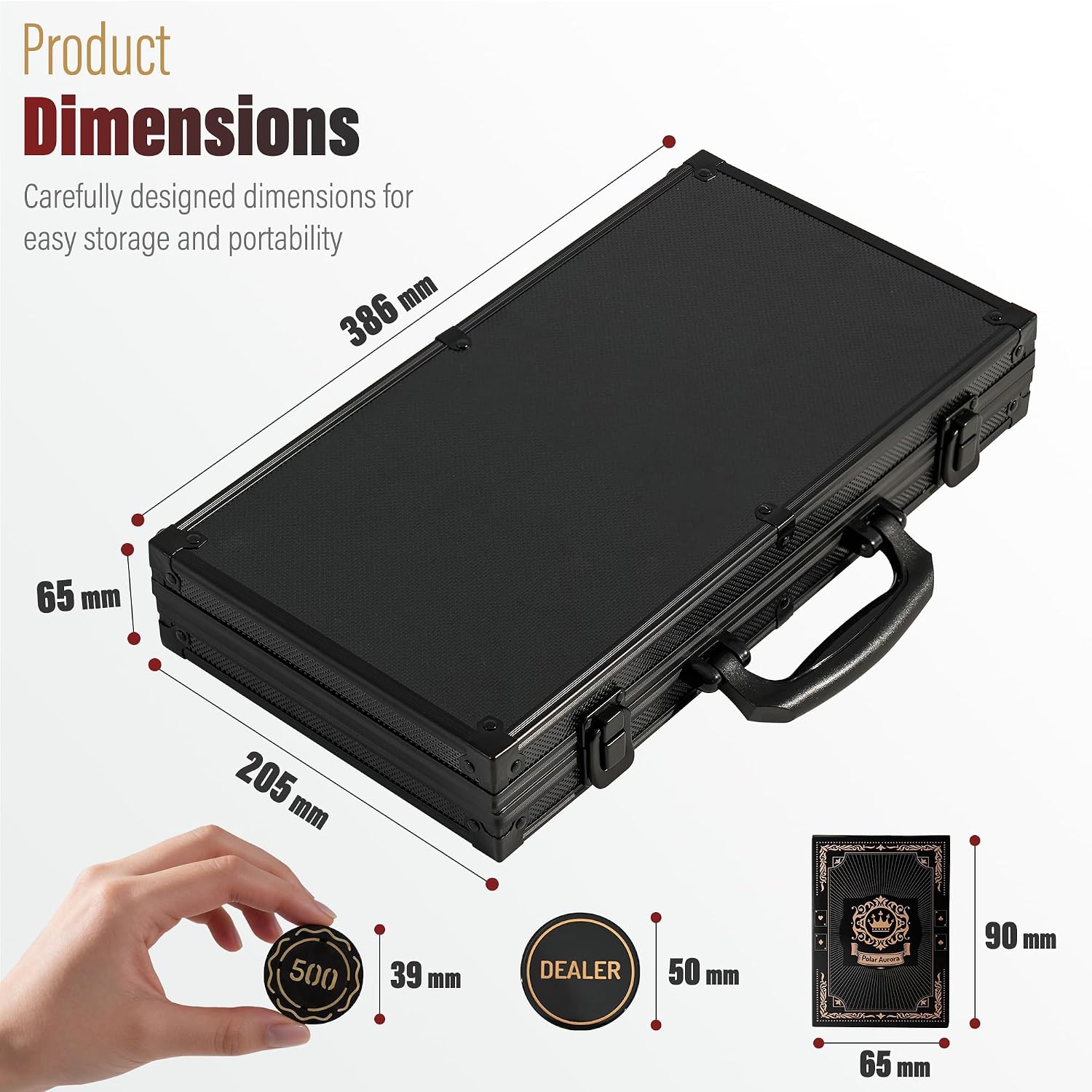 Detalle de Polar Aurora Dark Gold Poker Chip Set, 300 Chips, 11.5g, Aluminum Case