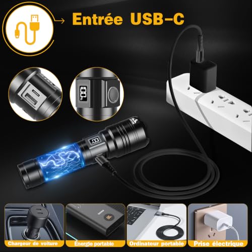 Thumbnail 6 de BEYSTE Lampe Torche LED Ultra Puissante 1 000 000 Lumens, Zoomable
