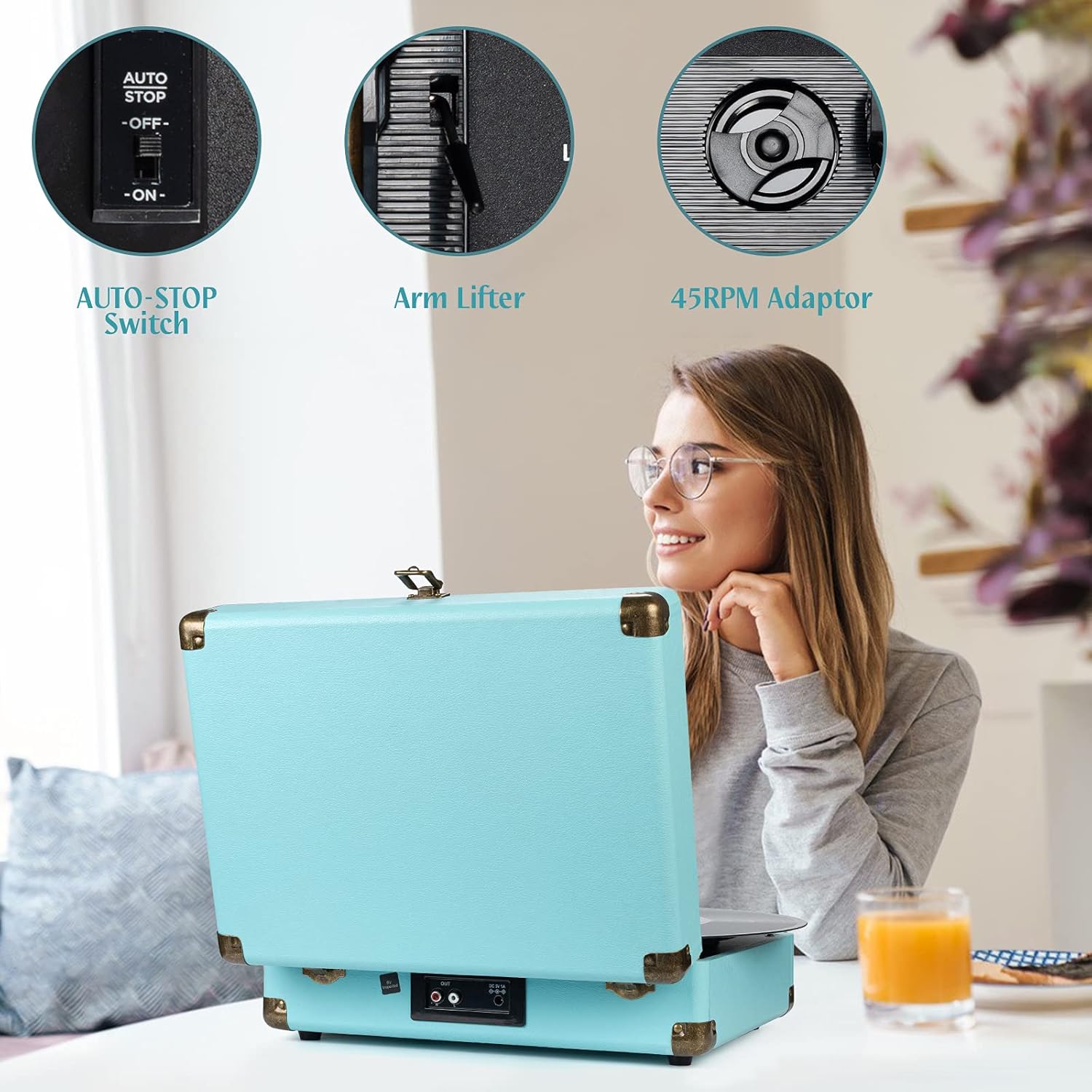 Thumbnail 4 de Tourne-disque vinyle 3 vitesses 33/45/78 tr/min Bluetooth