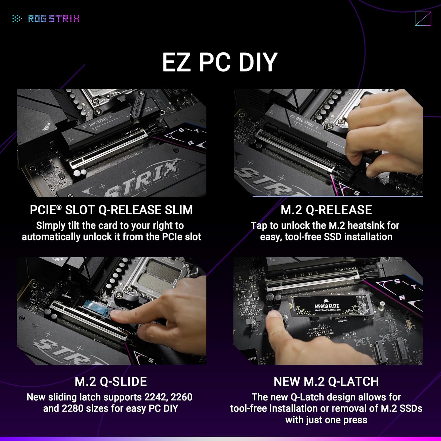 Thumbnail 4 de ASUS ROG Strix B850-F Gaming WiFi (AMD AM5) ATX Motherboard with WiFi 7 and 4x M.2
