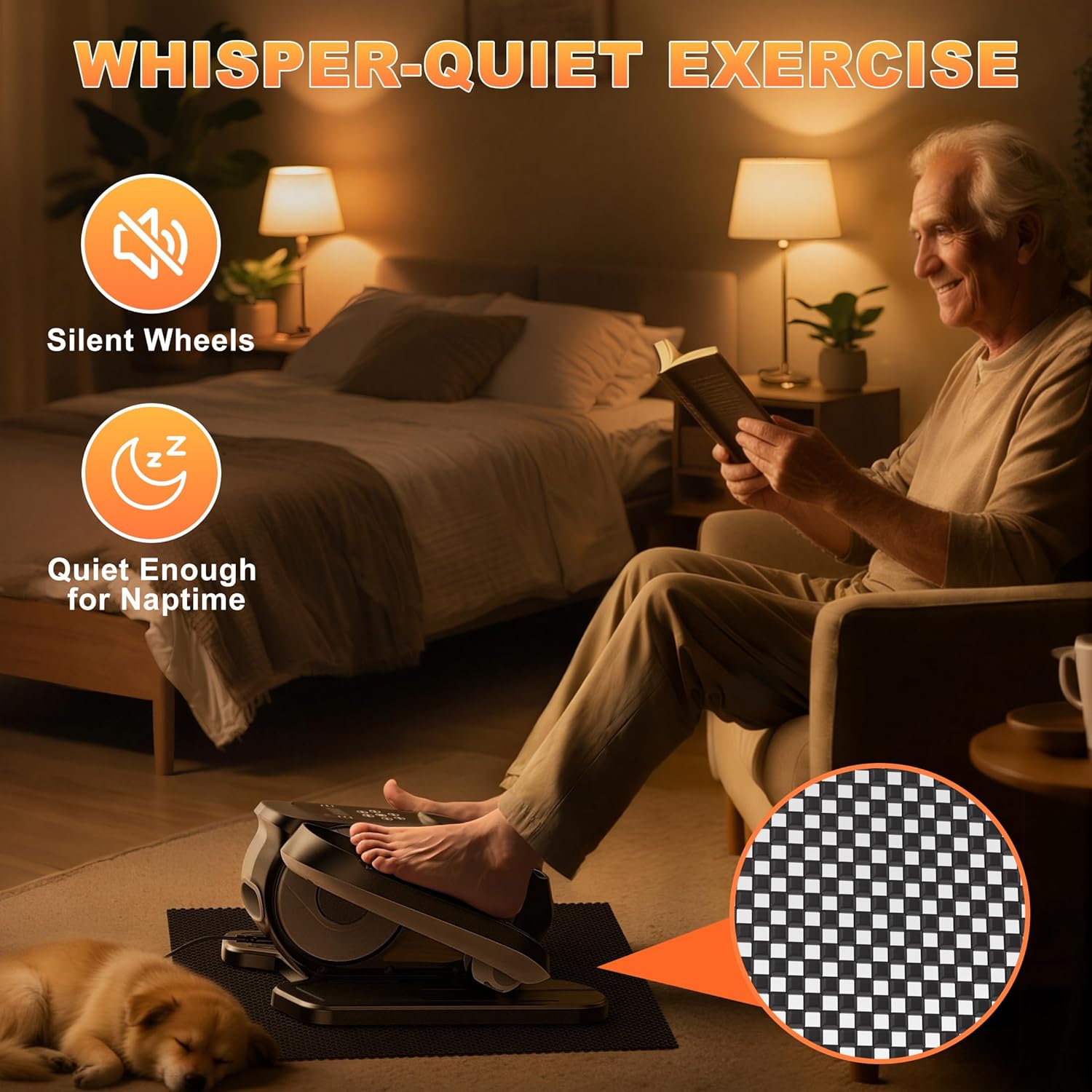 Detalle 2 de Mini Under Desk Elliptical Low Impact Electric Leg Exerciser with RF Remote & LCD (Quiet, Portable, Non-Slip) for Seniors