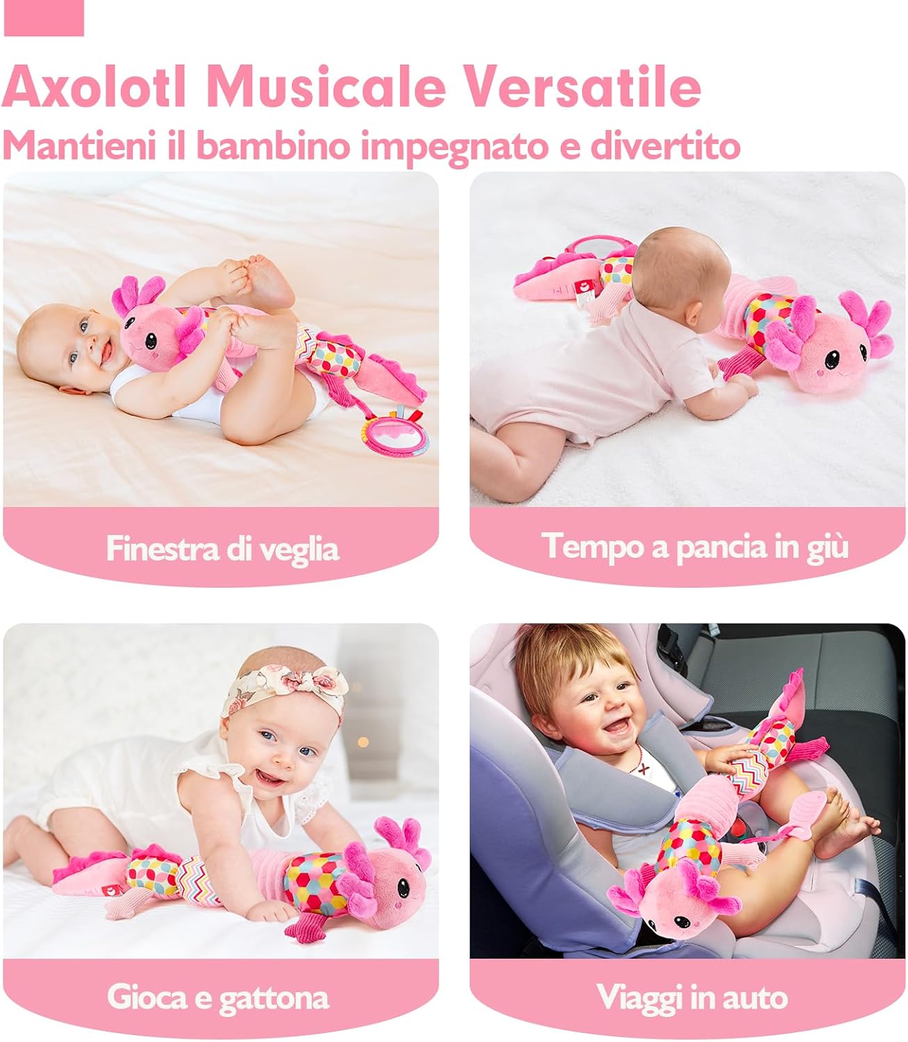 Detalle de Hahaland Giochi Neonato 0-3 Mesi con 4 Brani Musicali, Sonaglio e Specchio a Pecora