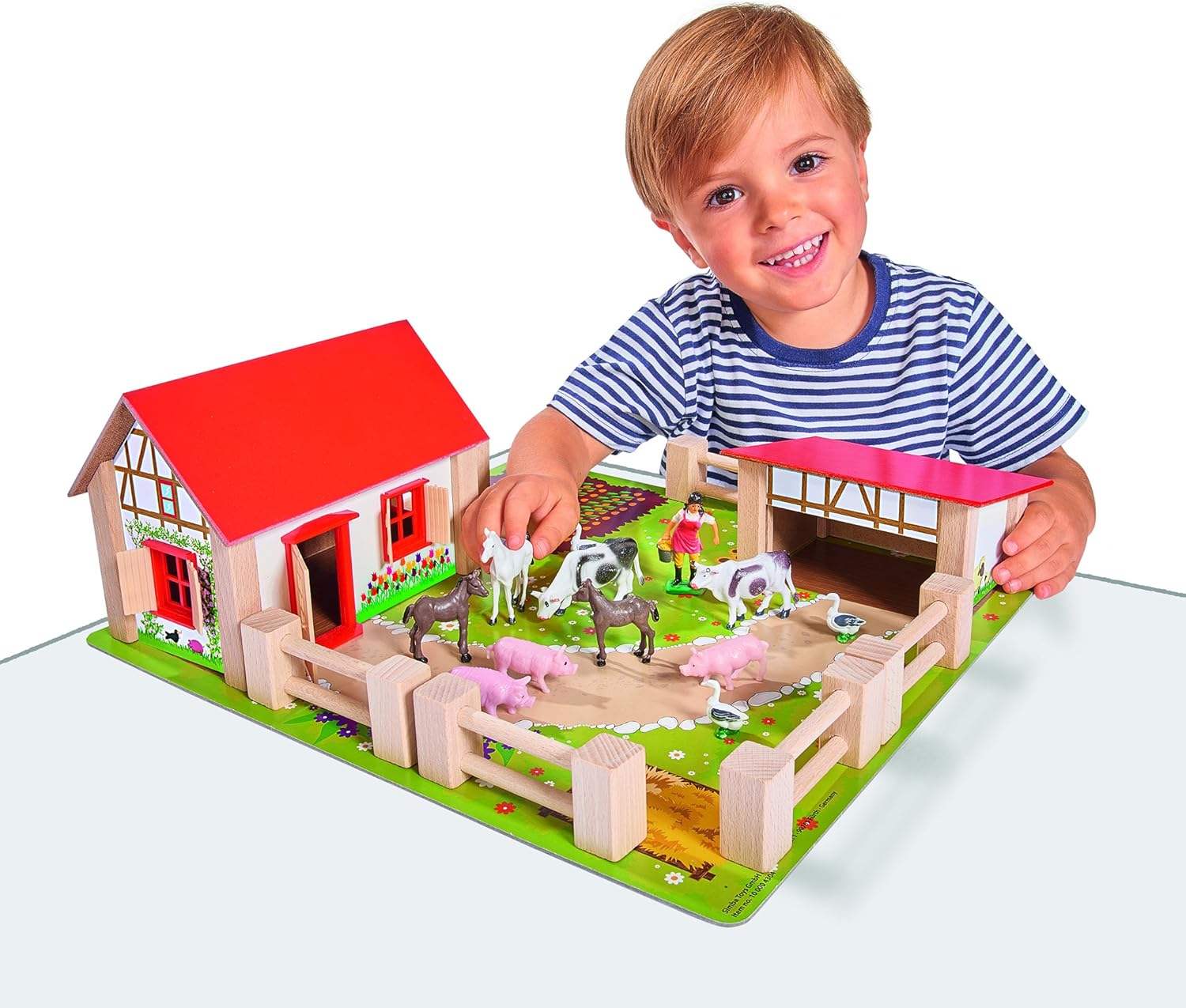 Detalle de Eichhorn 100004304 Kleiner Bauernhof – 20-tlg. Holzspielset aus Buche, ab 3 Jahren