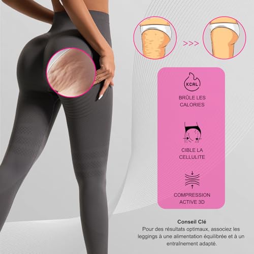 Detalle de Luveon Leggings Anti-Cellulite 3D Femme Original – Legging de compression 3D, taille haute, noir (XL) par Deedlite