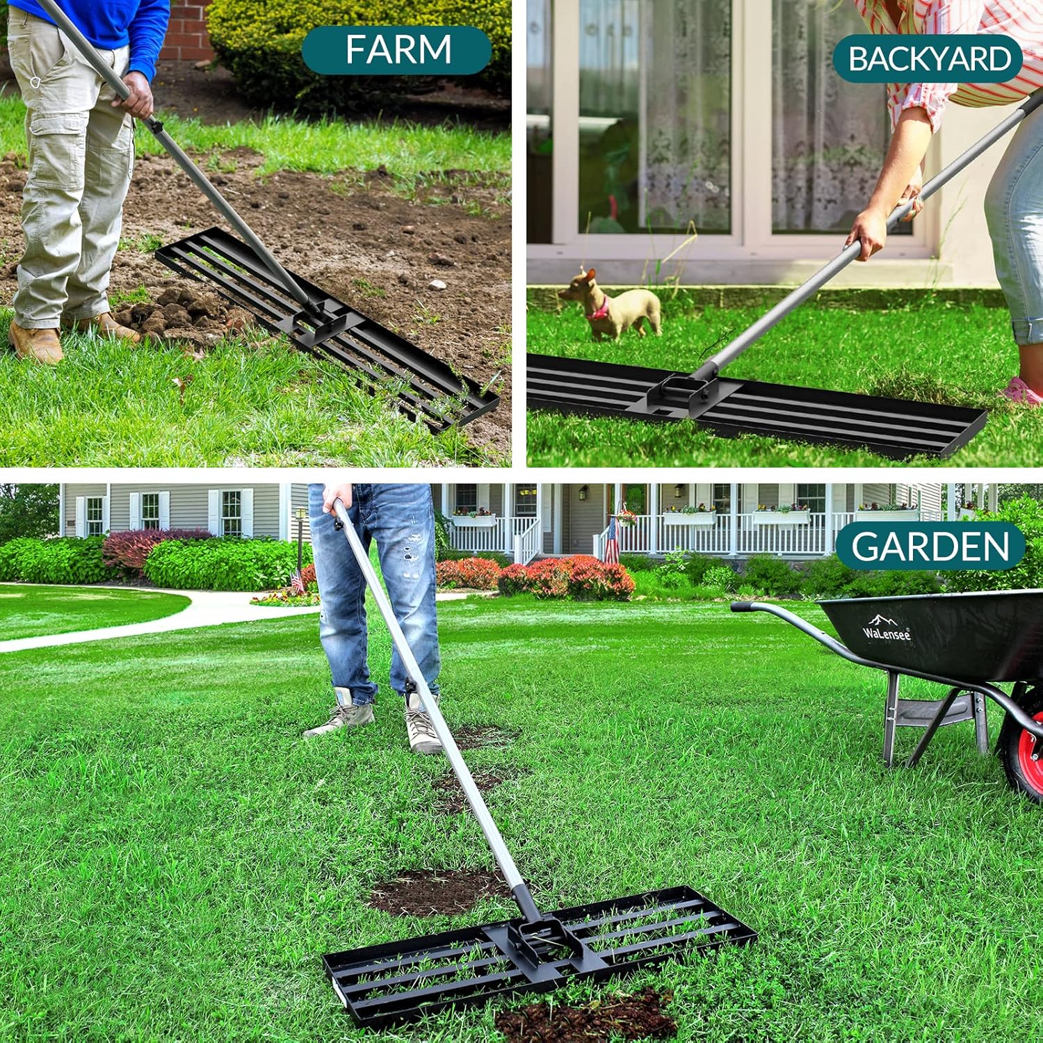 Thumbnail 4 de Walensee Lawn Leveling Rake (213cm) – Heavy-Duty Leveling Tool for Yards, Gardens and Golf Greens