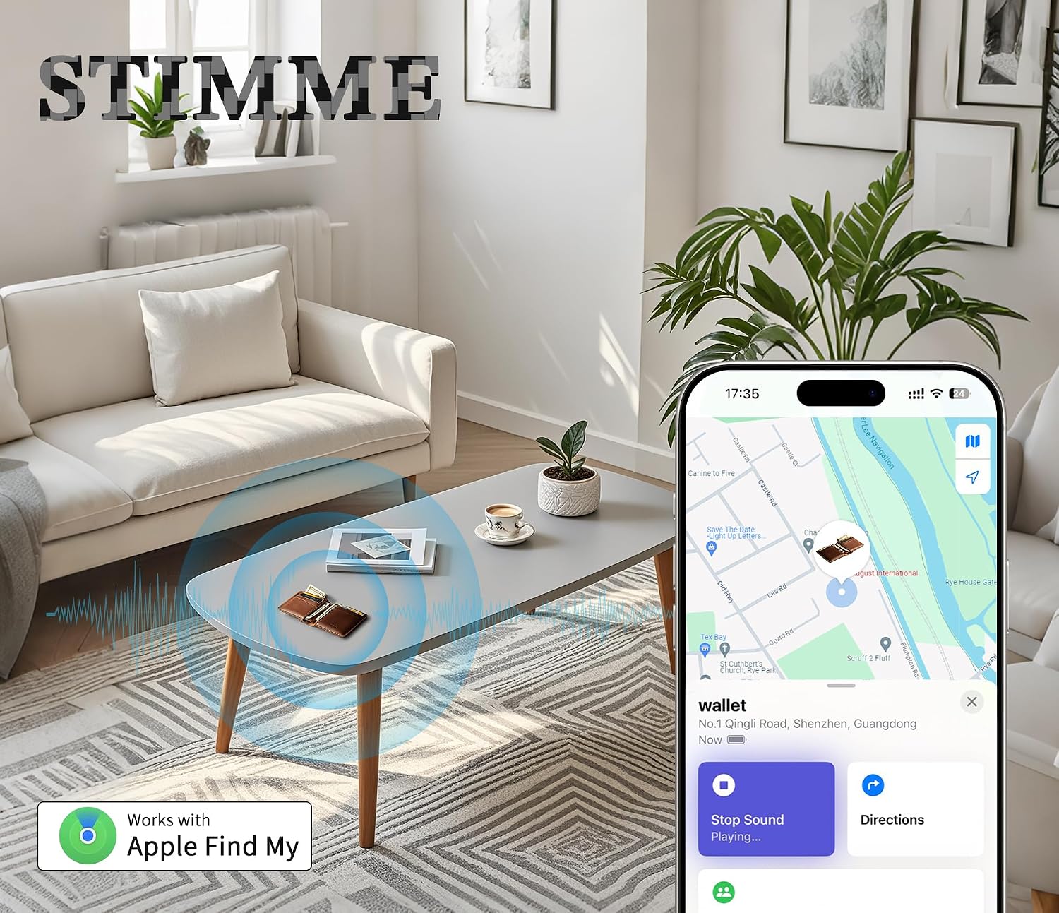 Detalle de DEEBYCOO Dünne Geldbörsen-Tracker-Karte – Apple Find My kompatibel, IP68, kabelloses Laden