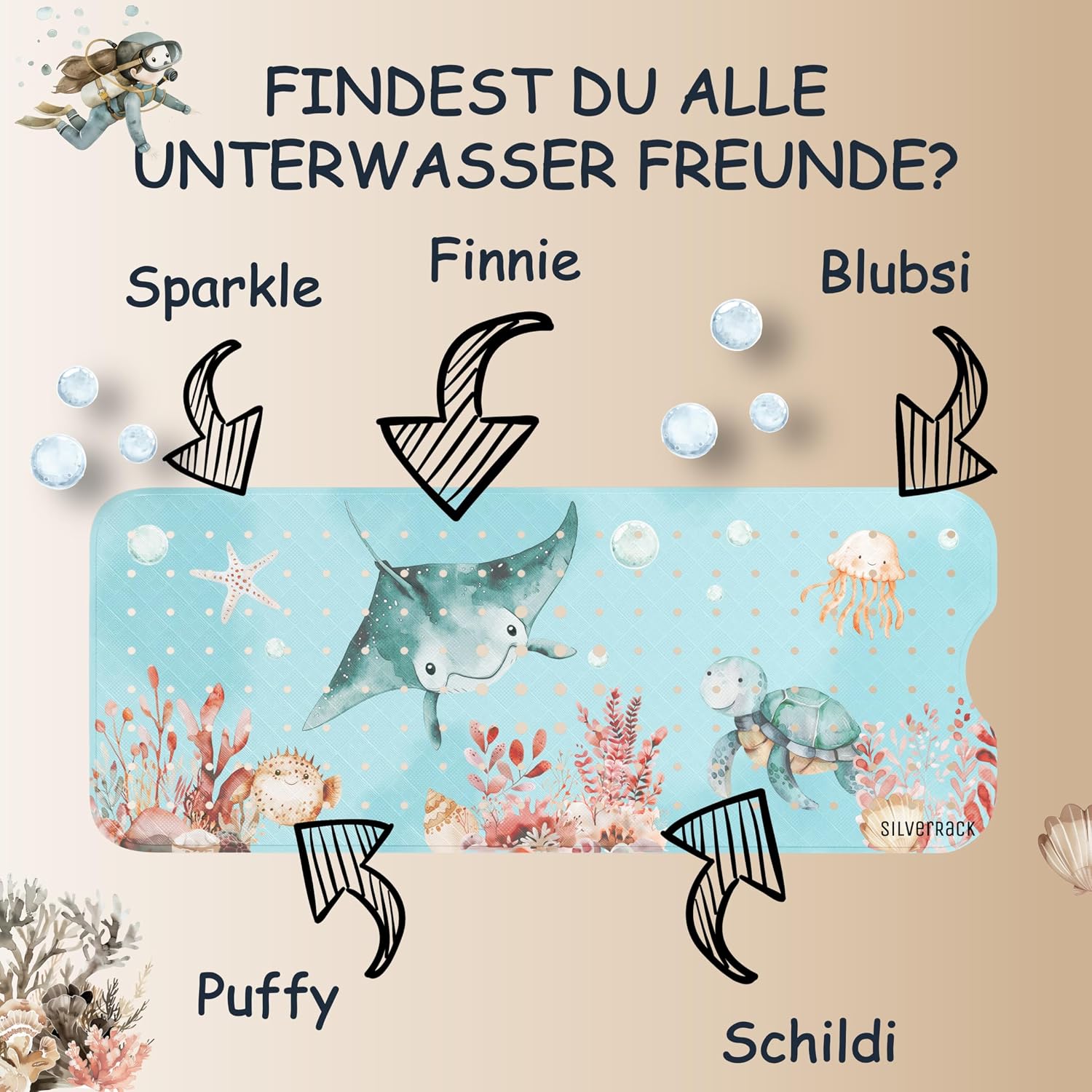 Detalle de SilverRack Tapis de bain enfant 100x40cm