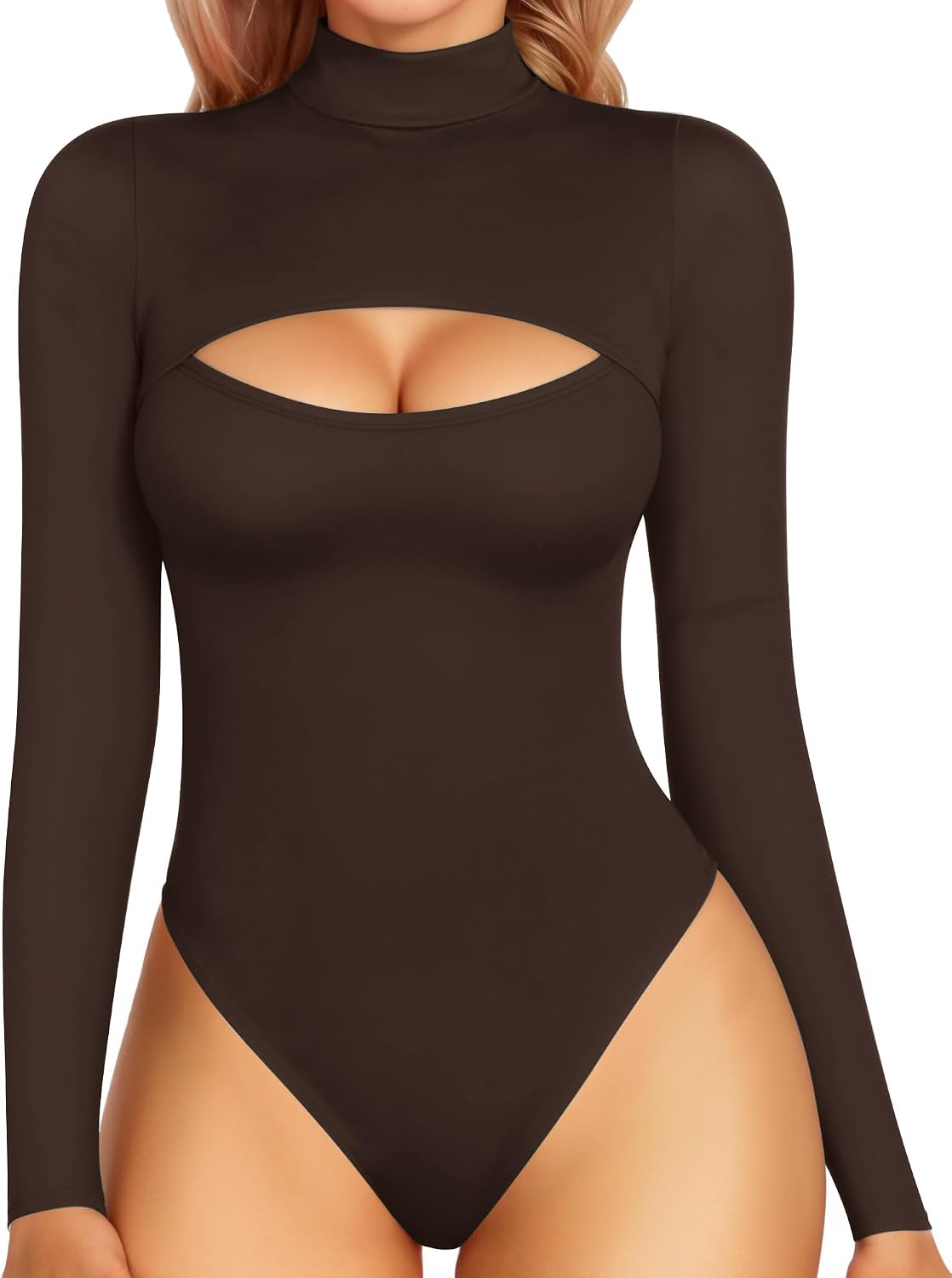 Detalle de MANGOPOP Mock Neck Cutout Bodysuit long sleeve