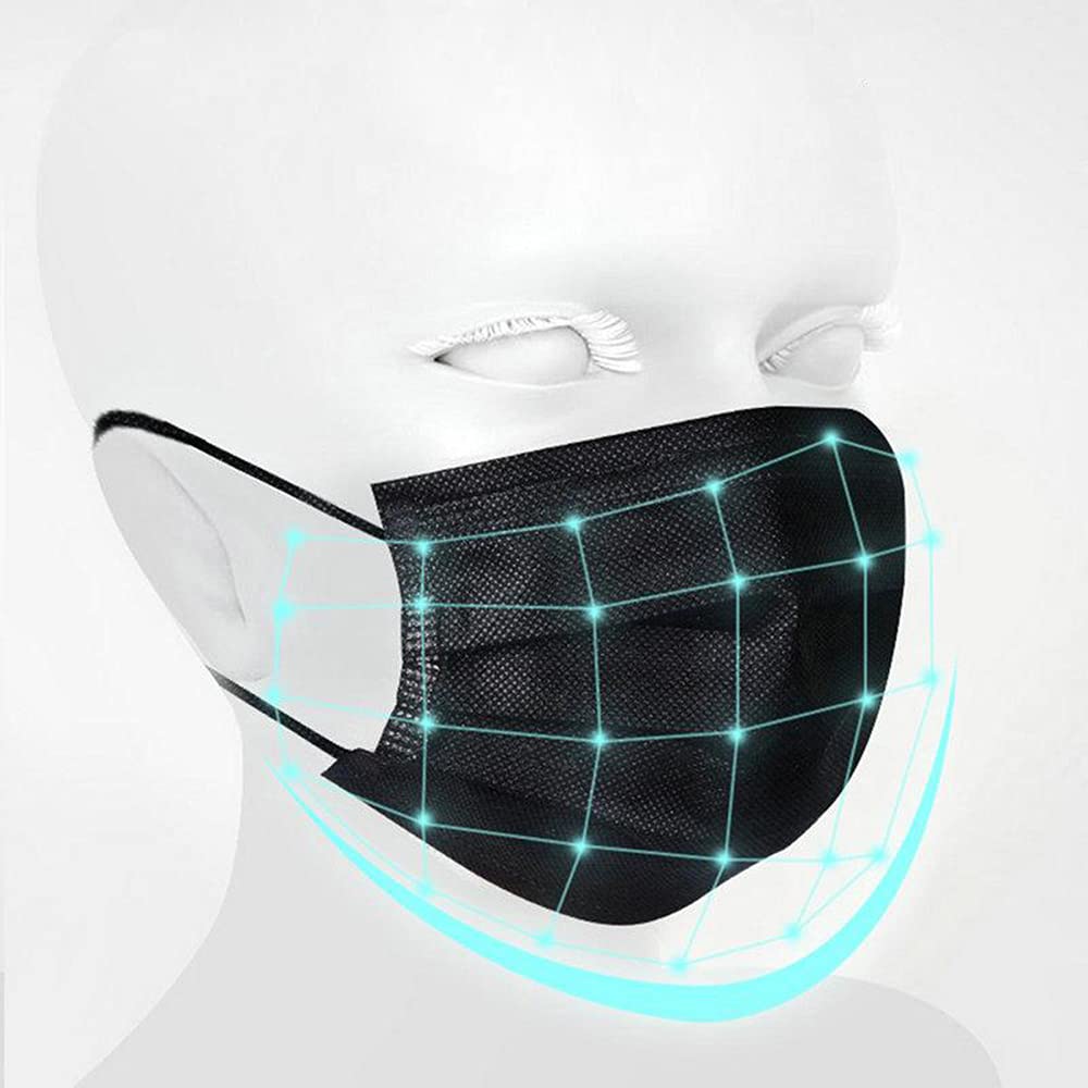 Detalle 2 de NNPCBT 100PCS 3-Ply Black Face Mask 🎓