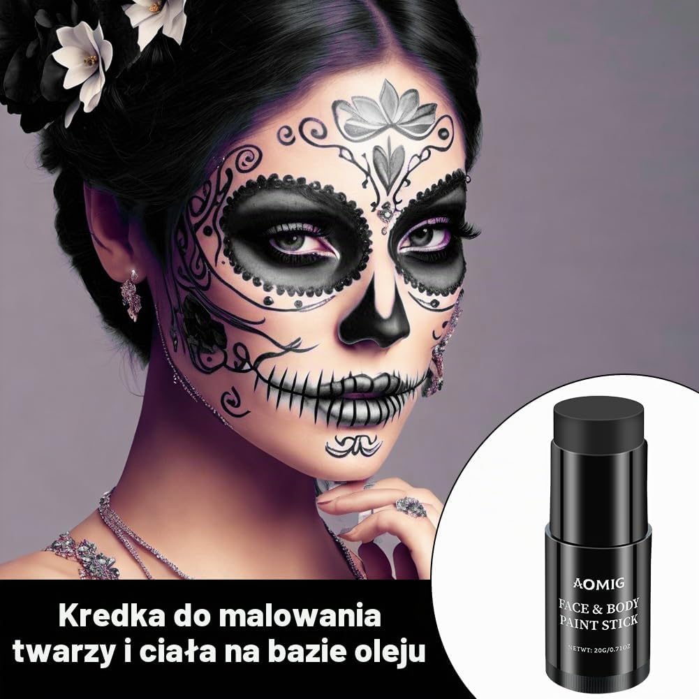 Thumbnail 4 de Aomig Aomig – wodoodporna farba do twarzy w sztyfcie, czarna i biała