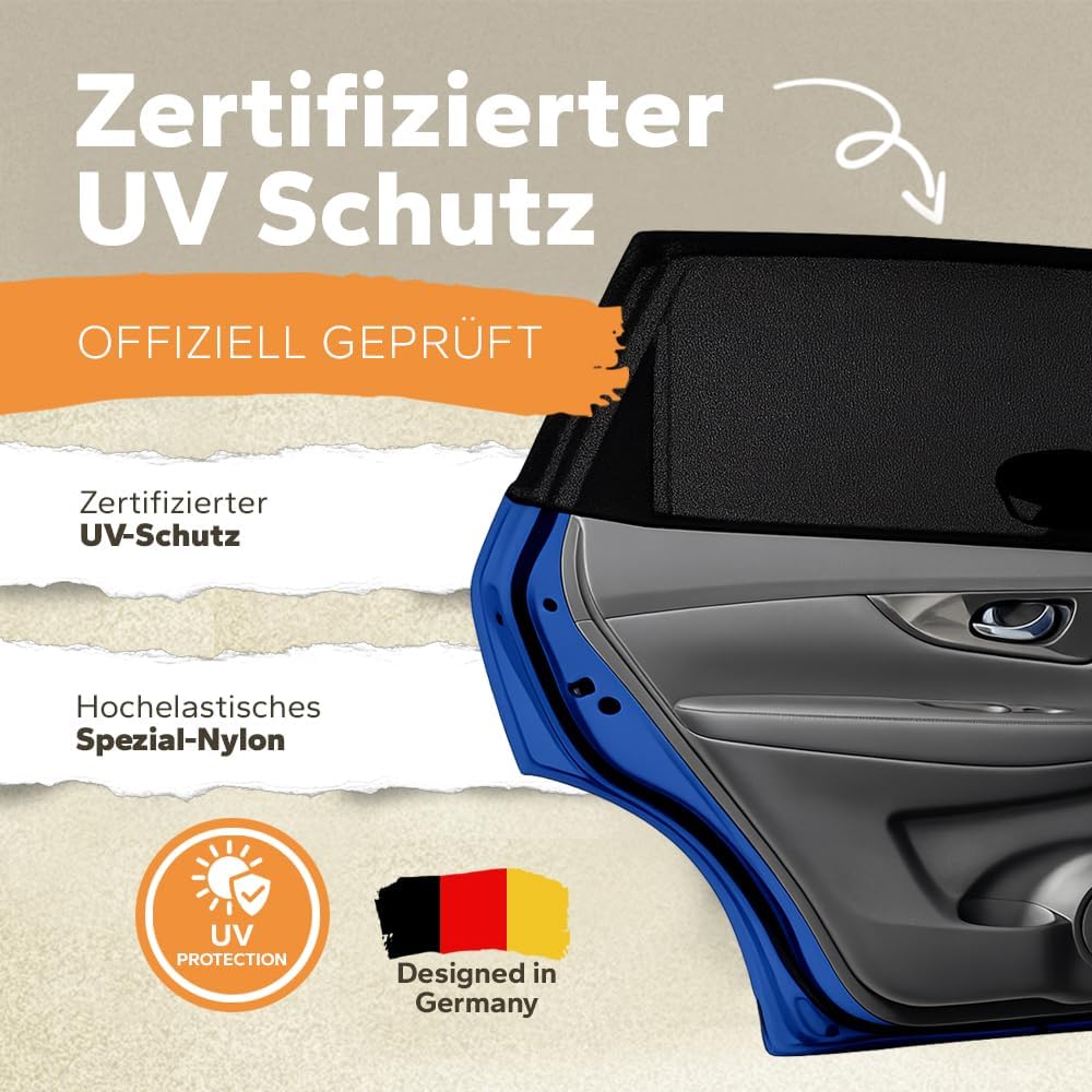 Detalle de Sonnenschutz Auto Baby GSM105+ Nylon – zertifizierter UPF+ UV-Schutz fürs Seitenfenster