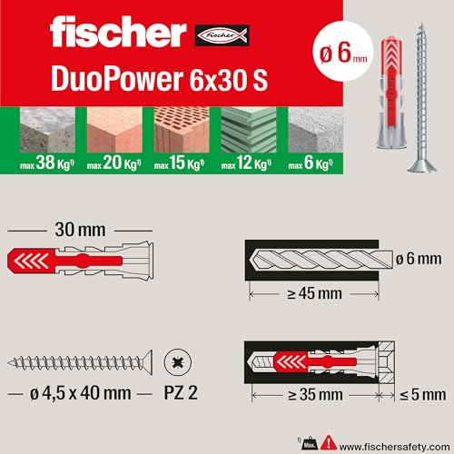 Thumbnail 7 de Fischer PowerBox 180 Tasselli DuoPower con Viti e Ganci – 360 pezzi