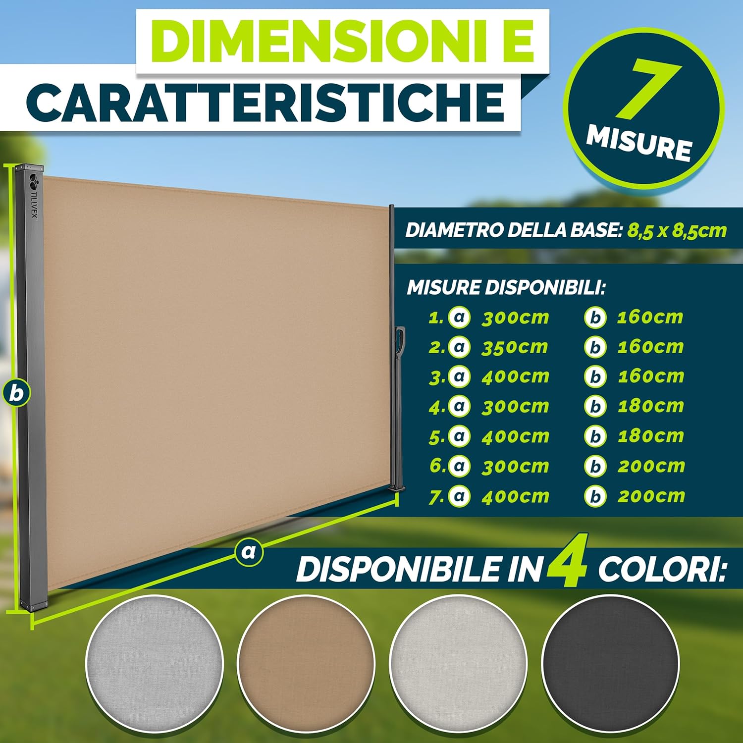 Thumbnail 6 de tillvex® tenda laterale estensibile e oscurante 160 x 300 cm con copertura antipoggia