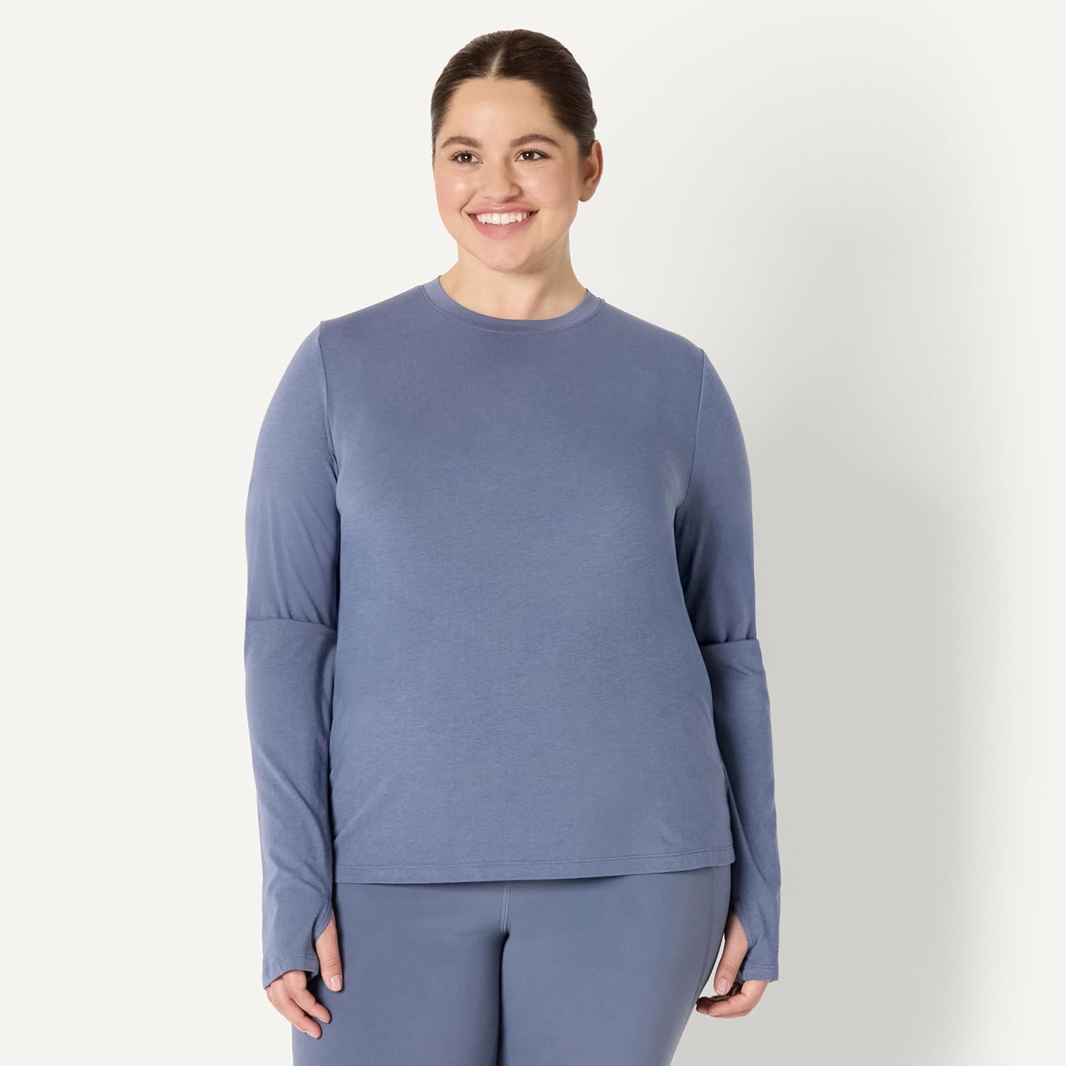 Detalle de Amazon Essentials Women's Active Soft Cotton Regular Fit Crewneck Long Sleeve T-Shirt