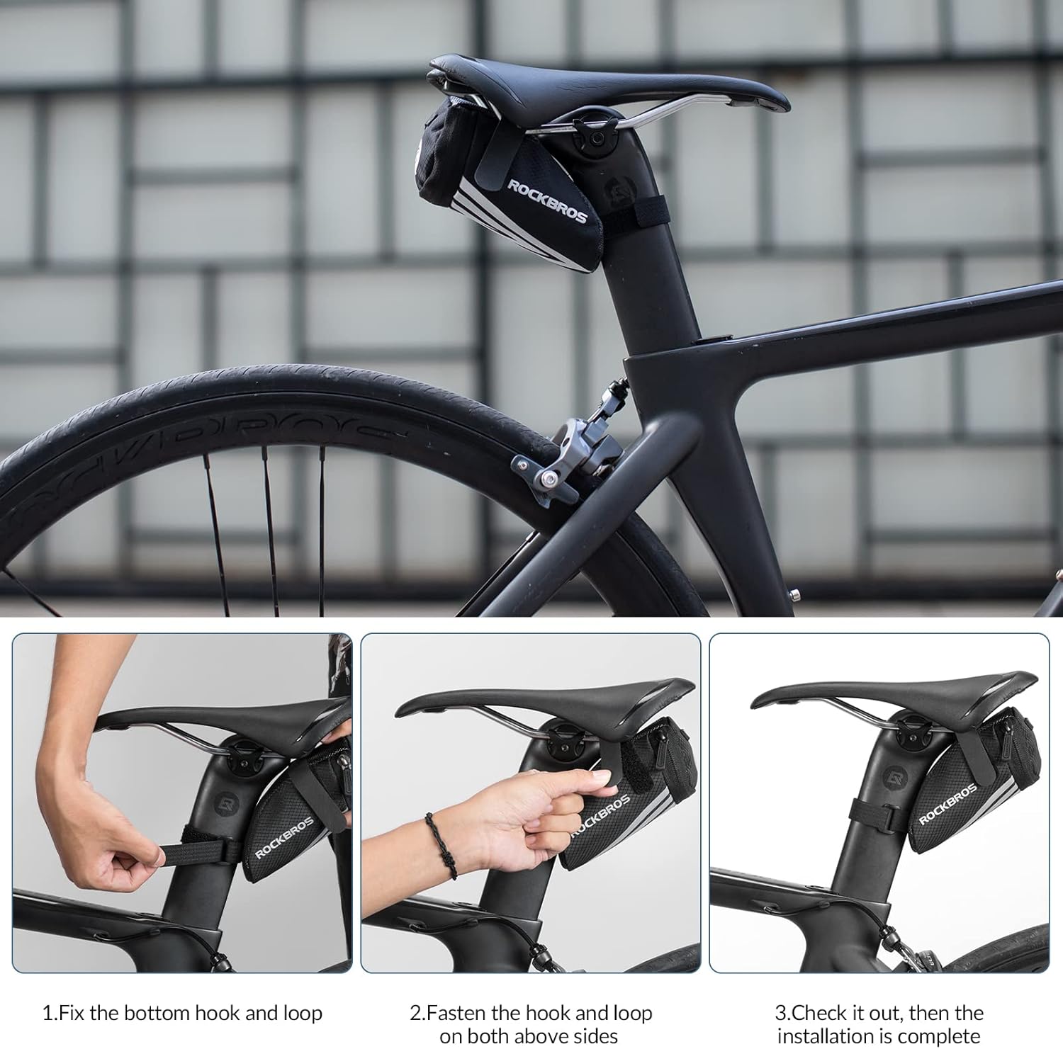Thumbnail 4 de ROCKBROS Borsa da sella per bici piccola con strisce riflettenti